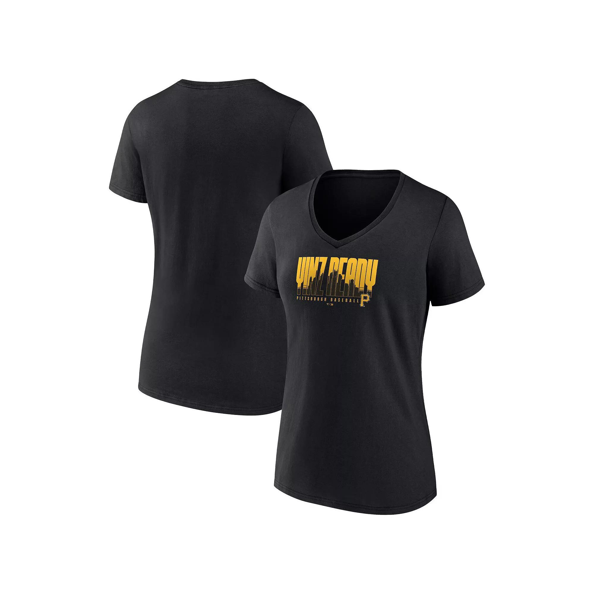 Women's Fanatics Black Pittsburgh Pirates Yinz Ready V-Neck T-Shirt,  Product Image