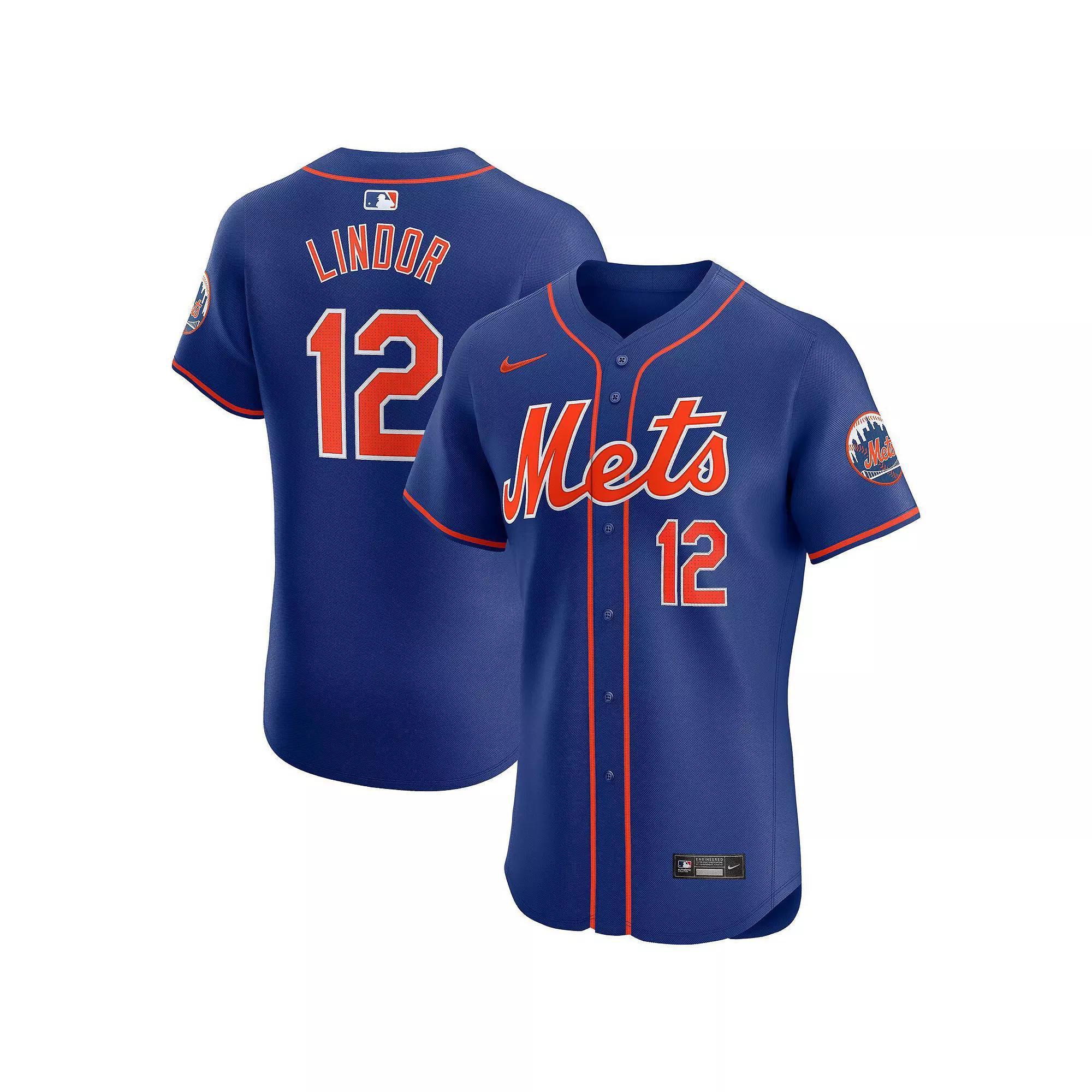 Men's Nike Francisco Lindor Royal New York Mets Alternate Elite Player Jersey, Size: 48, Blue Product Image