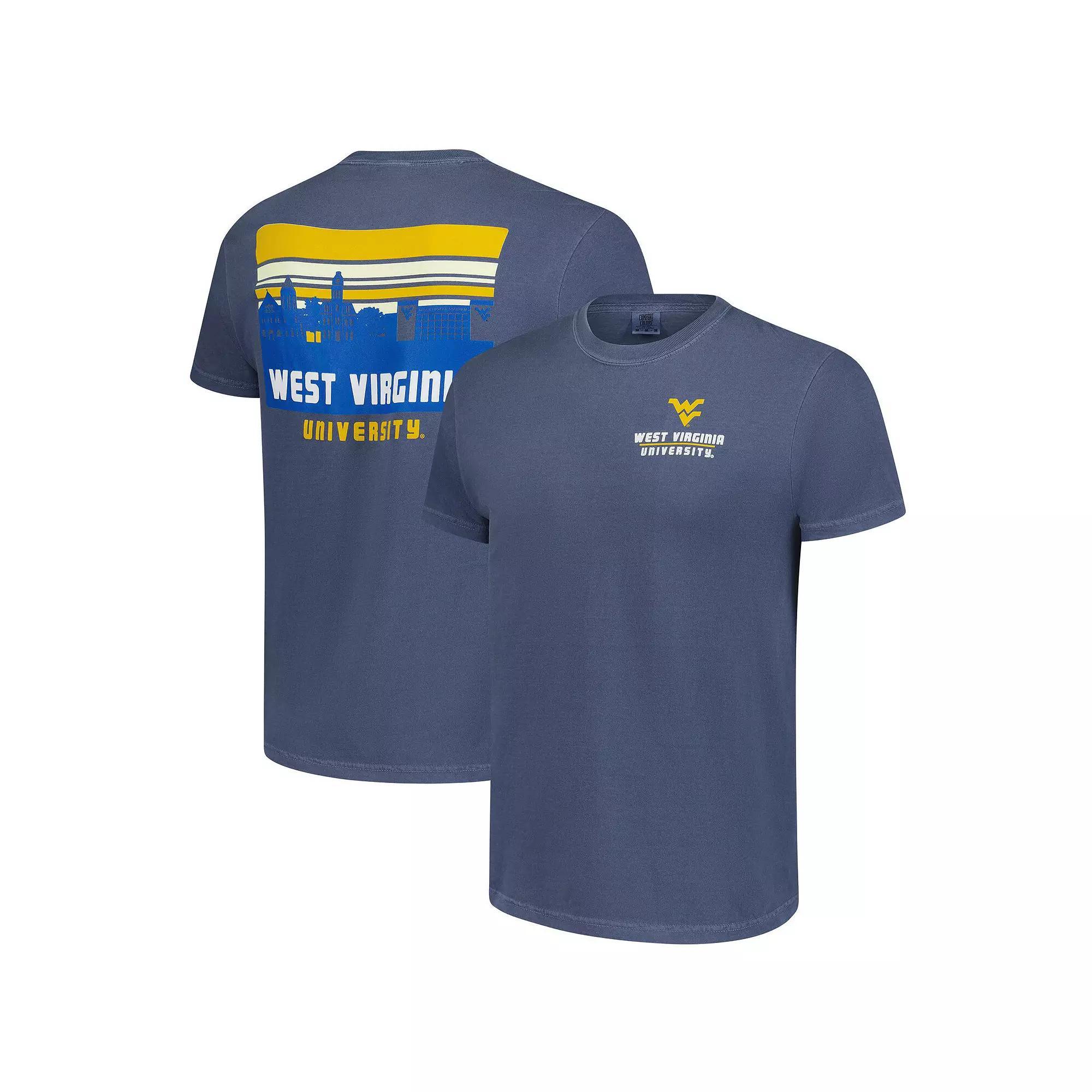 Men's Navy West Virginia Mountaineers Striped Campus Skyline T-Shirt,  Product Image