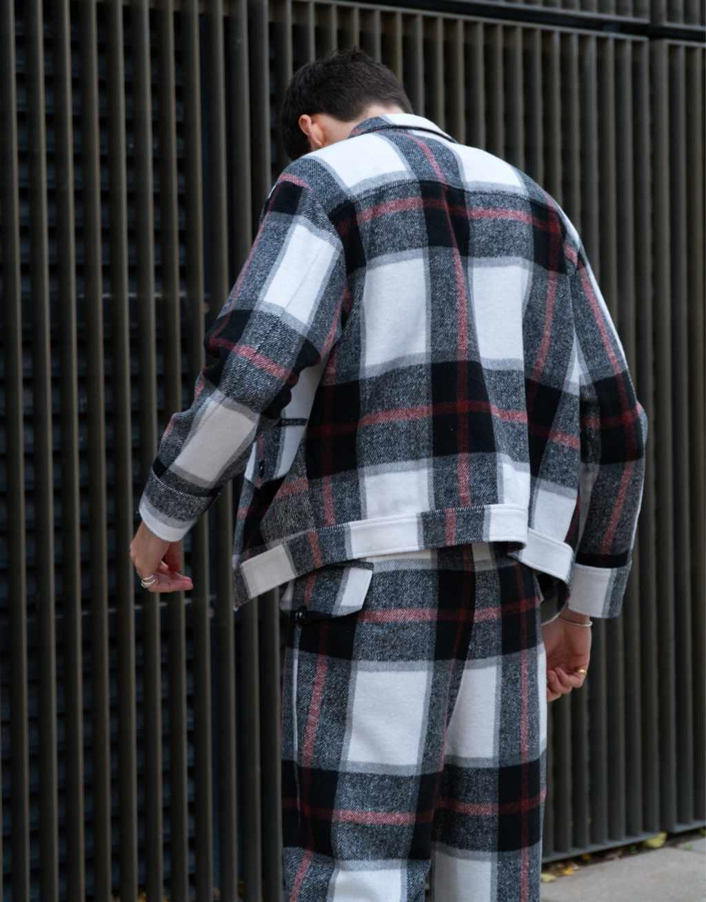 Labelrail x Isaac Hudson brushed check wide leg turn-up pants Product Image