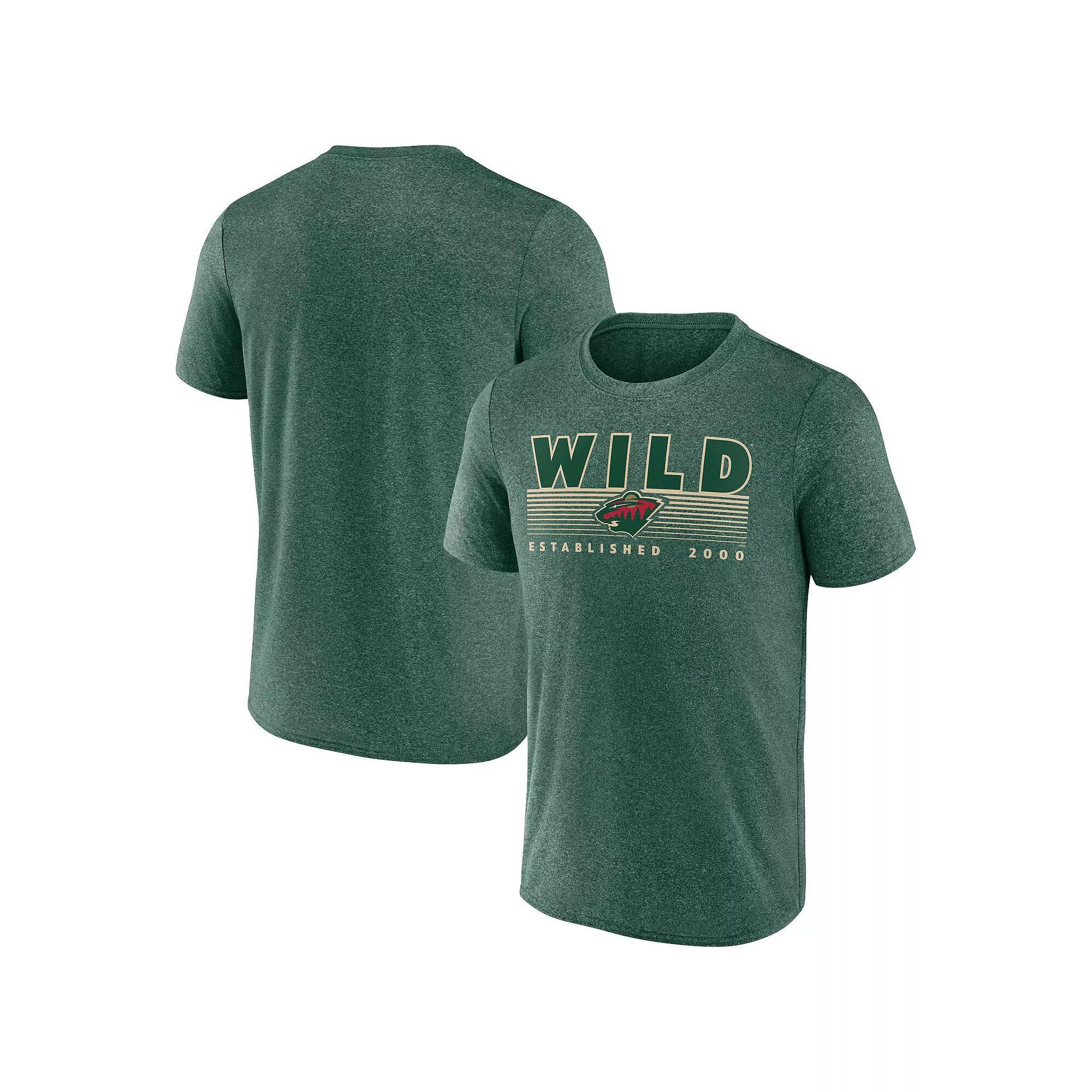Men's Fanatics Branded Heathered Green Minnesota Wild Prodigy Performance T-Shirt,  Product Image
