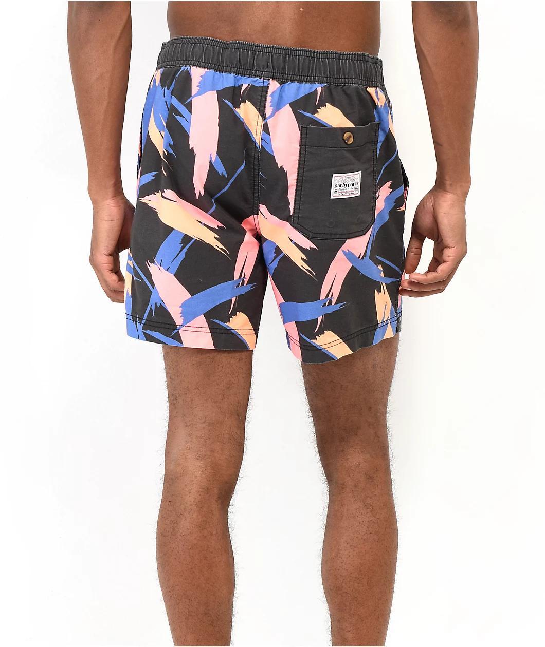 Party Pants Stroker Black, Orange & Blue Board Shorts Product Image