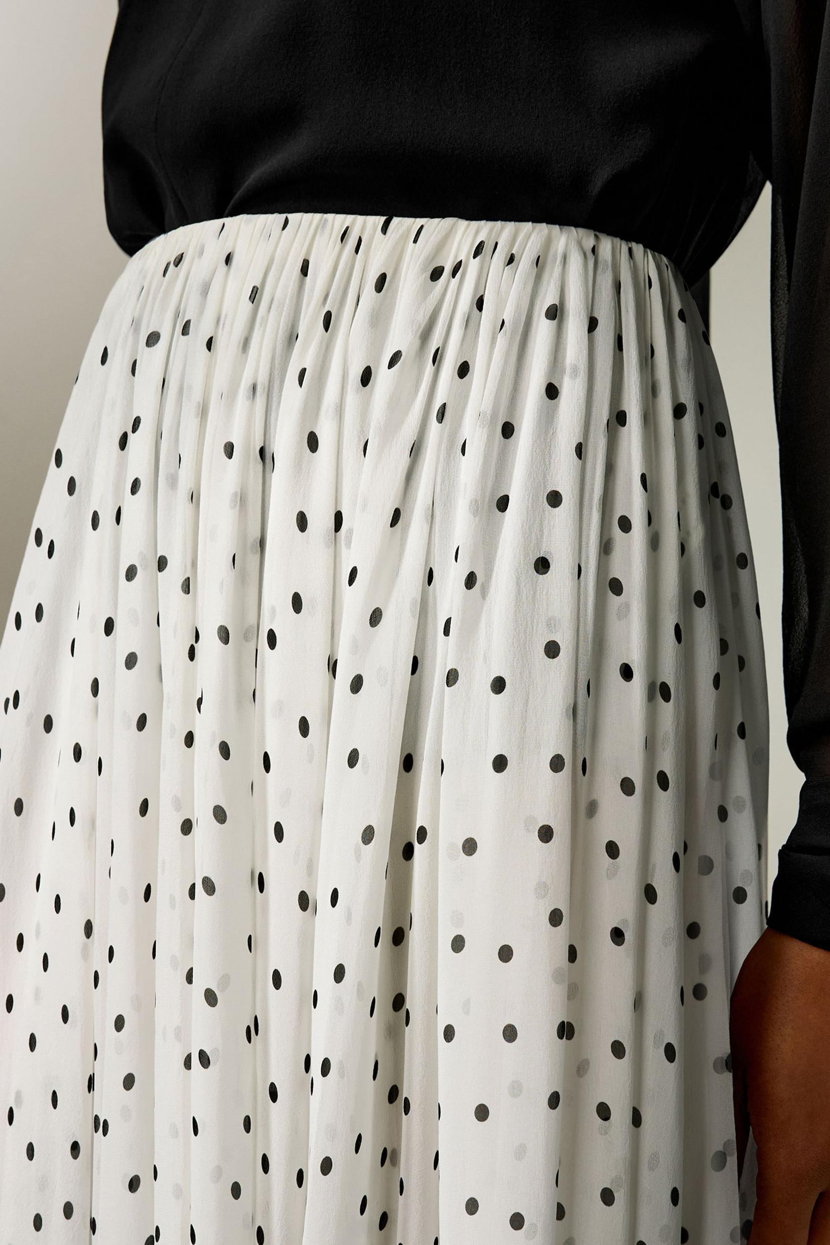 Polka-Dot Silk Midi Skirt Product Image