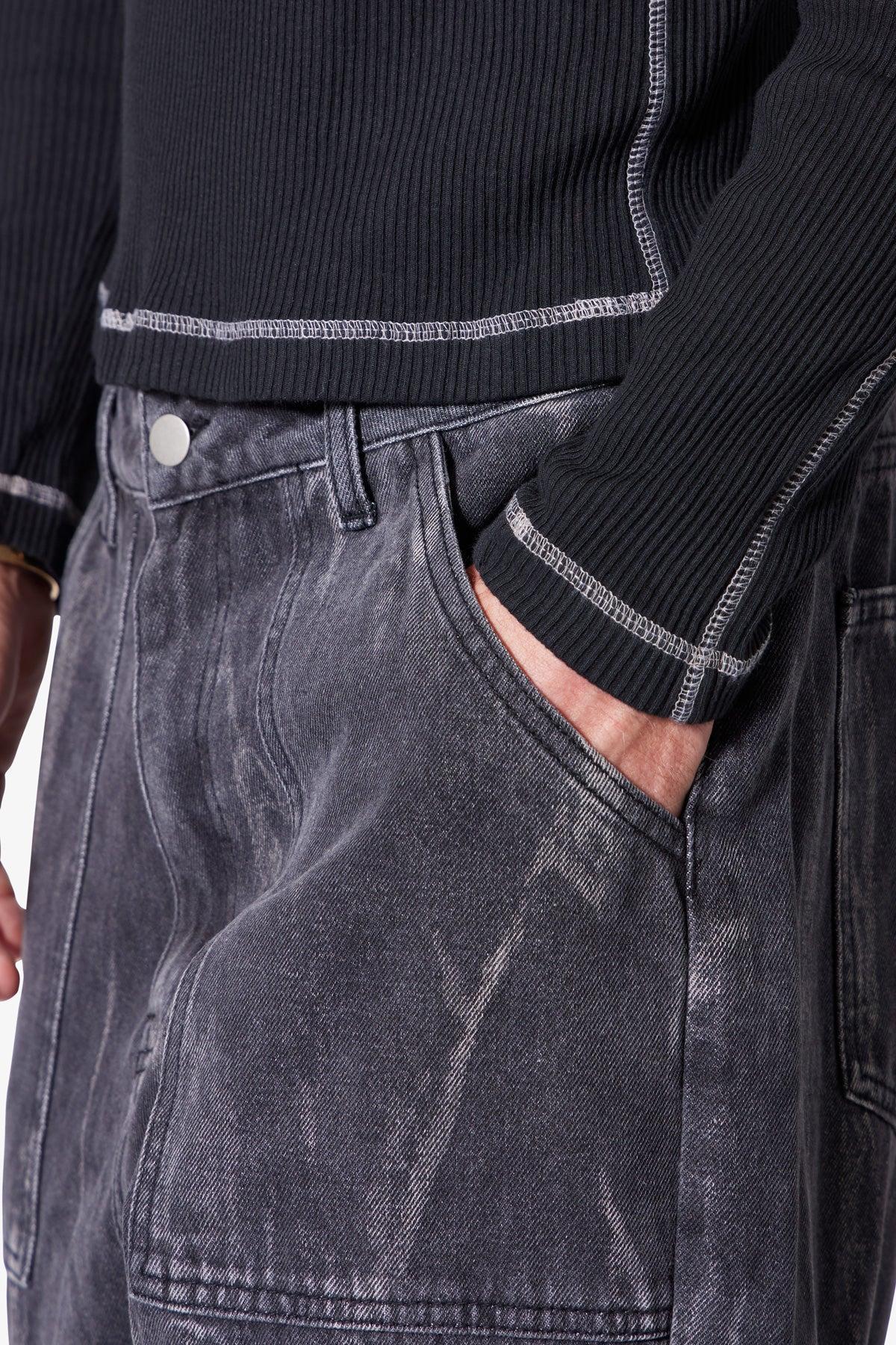 Ultra Baggy Asphalt Cargo Denim - Washed Black Product Image