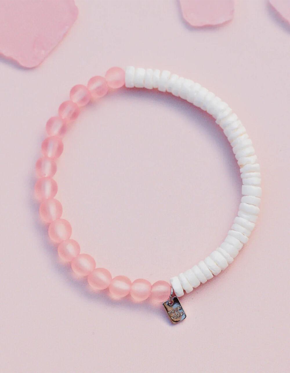 PURA VIDA Puka Shell & Frosted Bead Stretch Bracelet Product Image