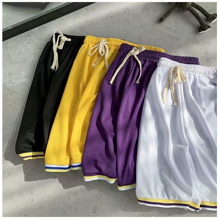 Drawstring Waist Contrast Trim Sweatshorts Product Image