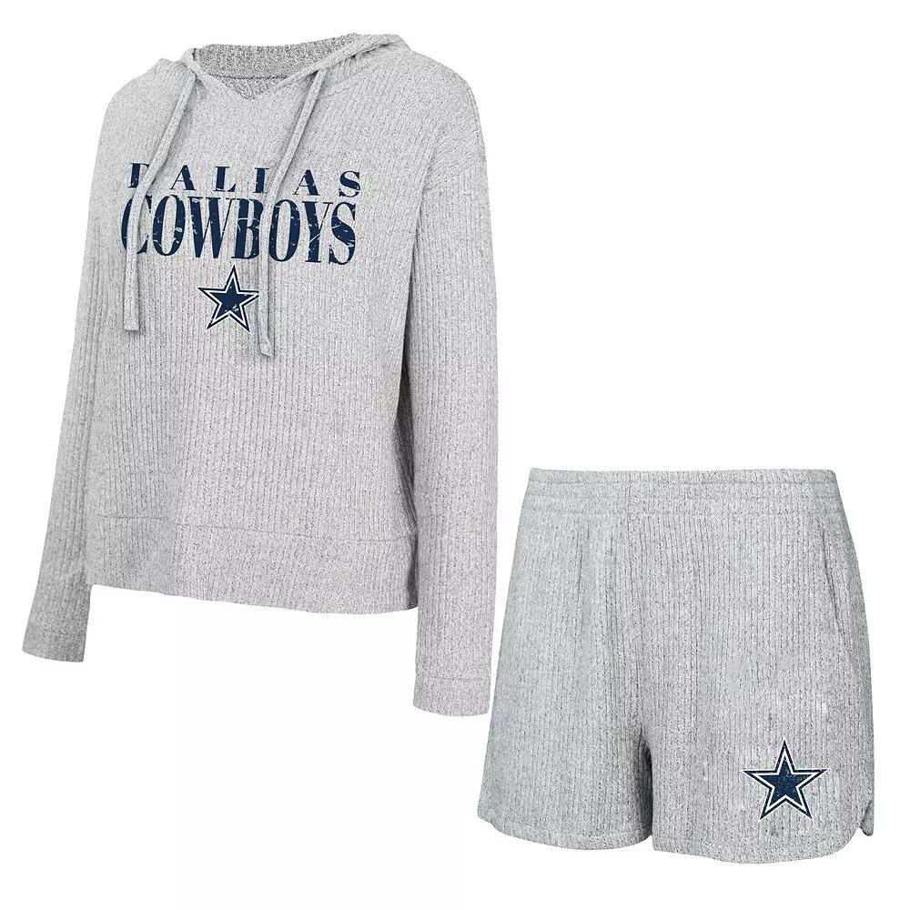 Women's Concepts Sport Gray Dallas Cowboys Juniper Long Sleeve Hoodie T-Shirt & Shorts Set,  Product Image