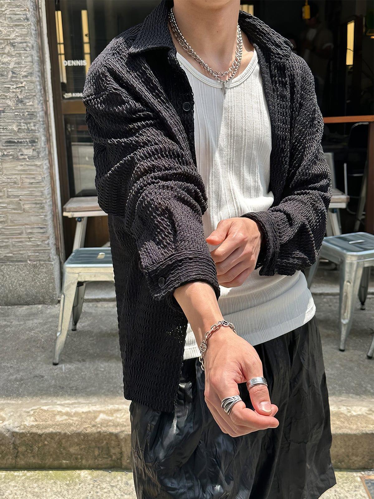 RT No. 12599 KNIT WAFFLE BUTTON-UP SHIRT Product Image