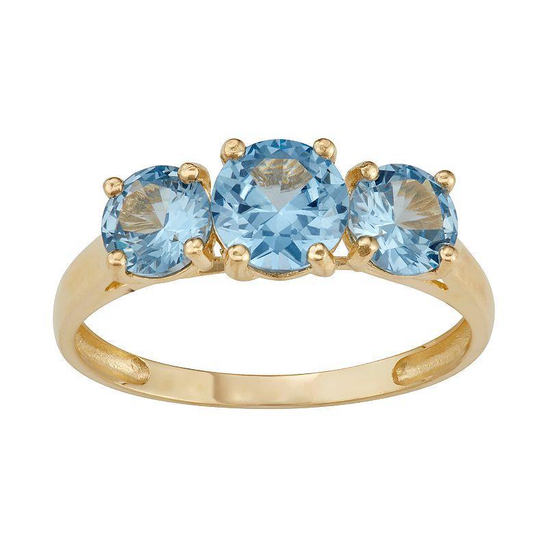 Designs by Gioelli 10k Gold 3-Stone Ring, Womens Created Blue Product Image