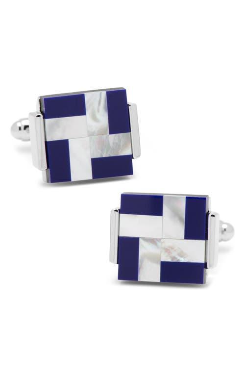 Mens Mother-of-Pearl and Blue Lapis Windmill Square Cufflinks Product Image