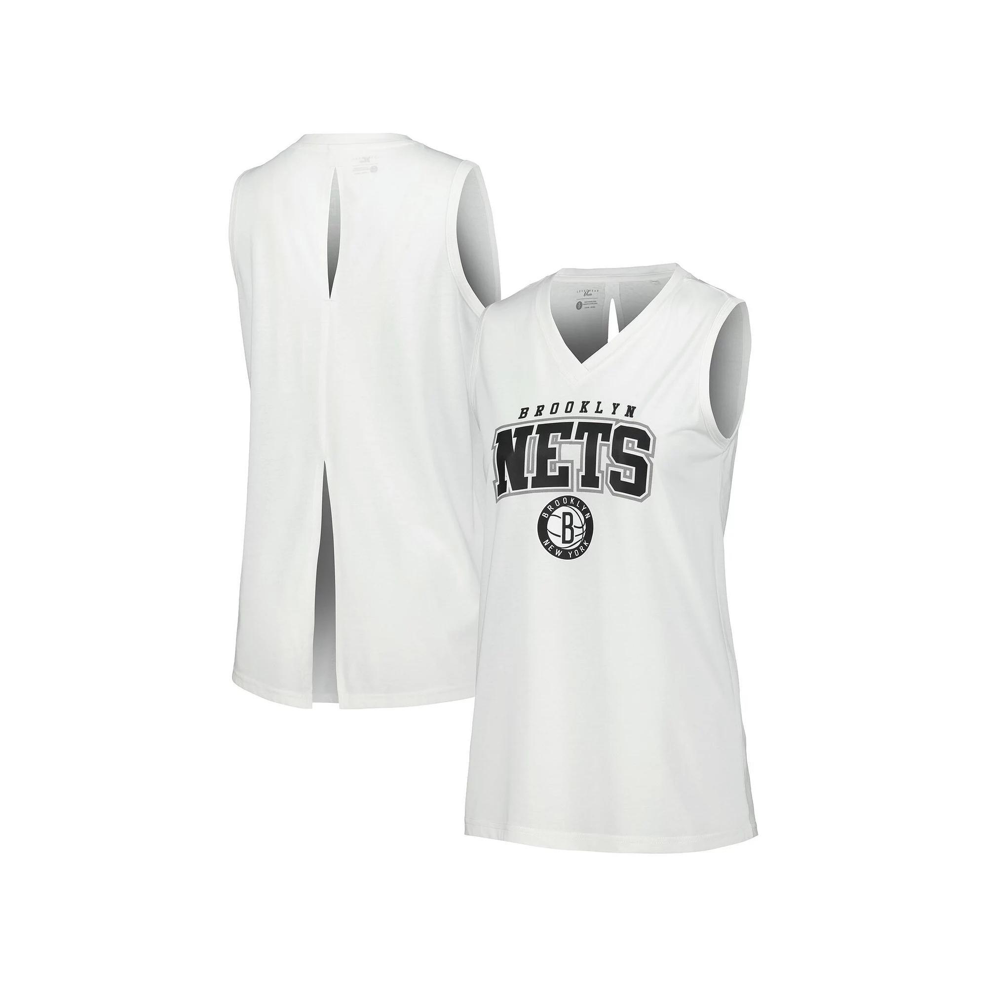 Women's Levelwear White Brooklyn Nets Paisley Peekaboo Tank Top,  Product Image