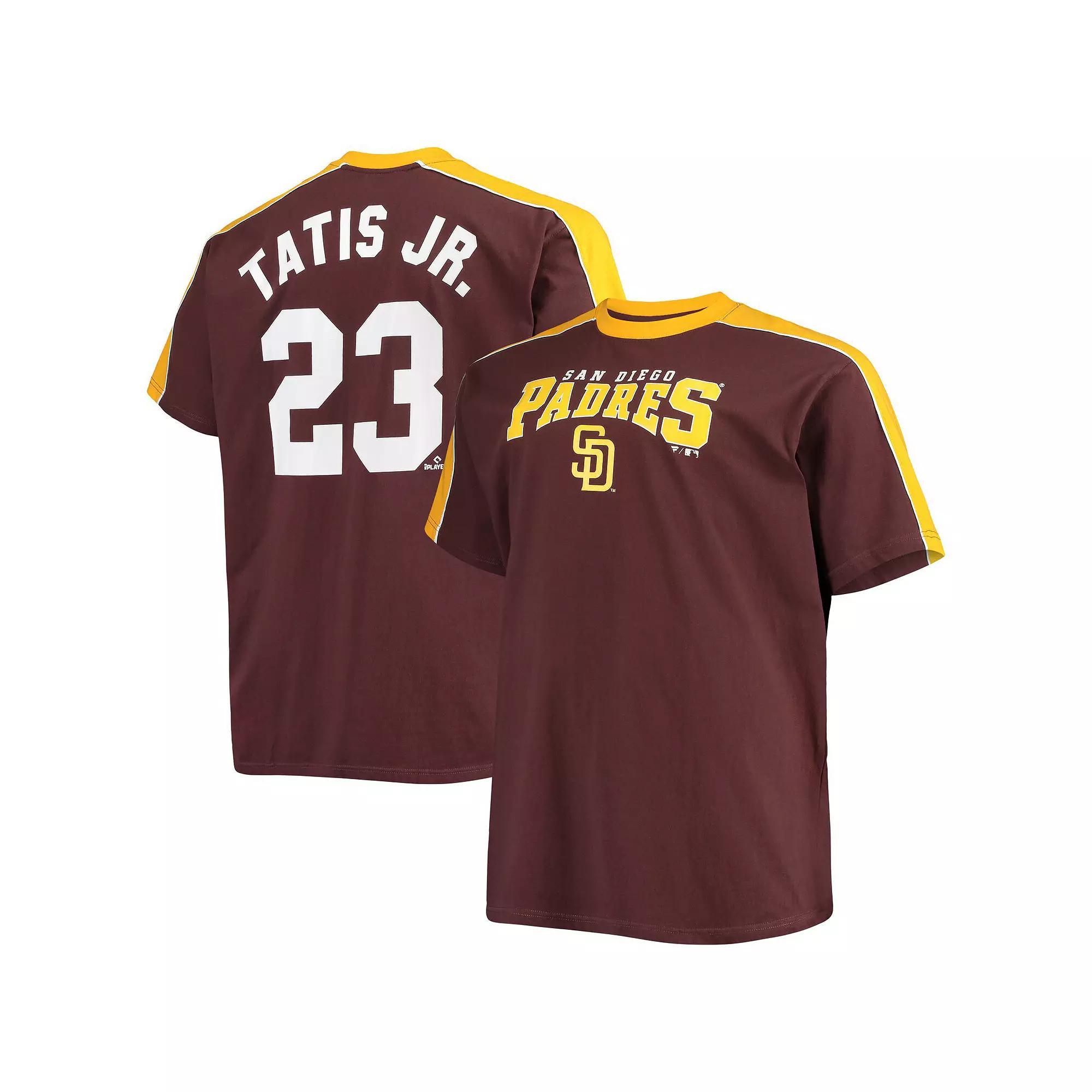 Men's Fernando Tatis Jr. Brown/Gold San Diego Padres Big & Tall Fashion Piping Player T-Shirt, Size: 5XLT Product Image