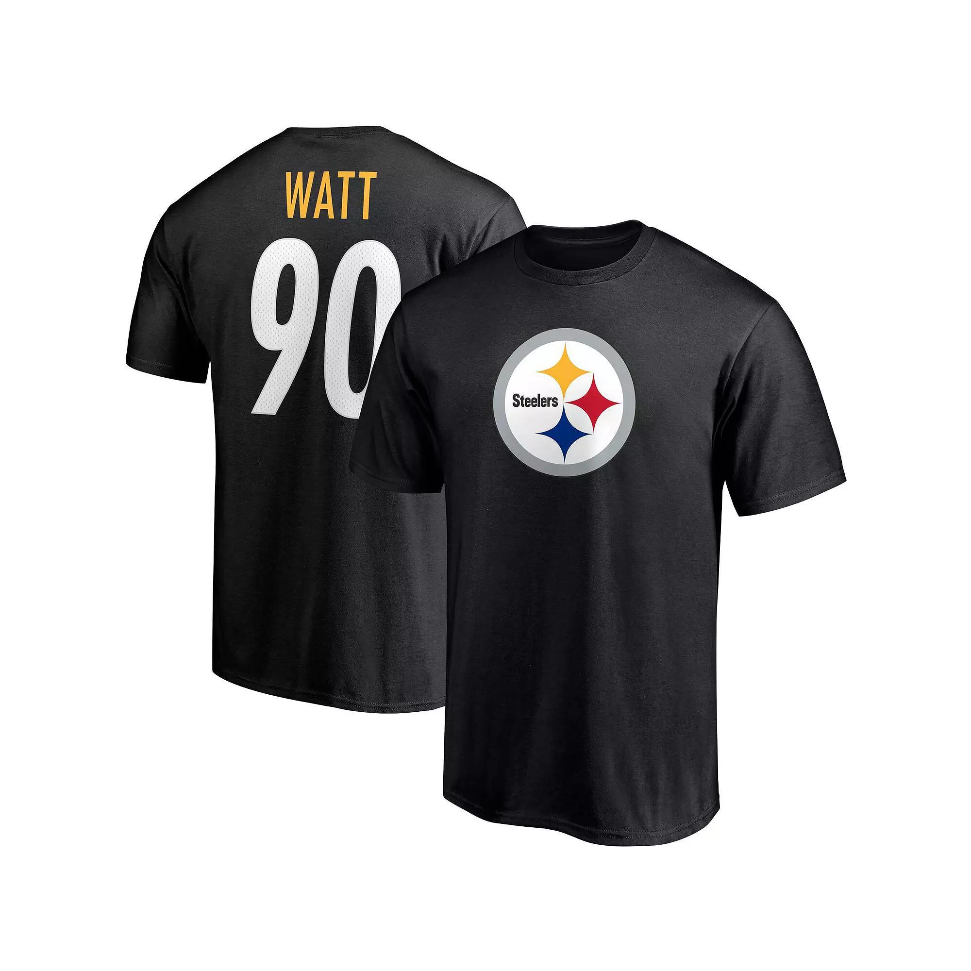 Men's Fanatics Branded T.J. Watt Black Pittsburgh Steelers Player Icon Name & Number T-Shirt,  Product Image