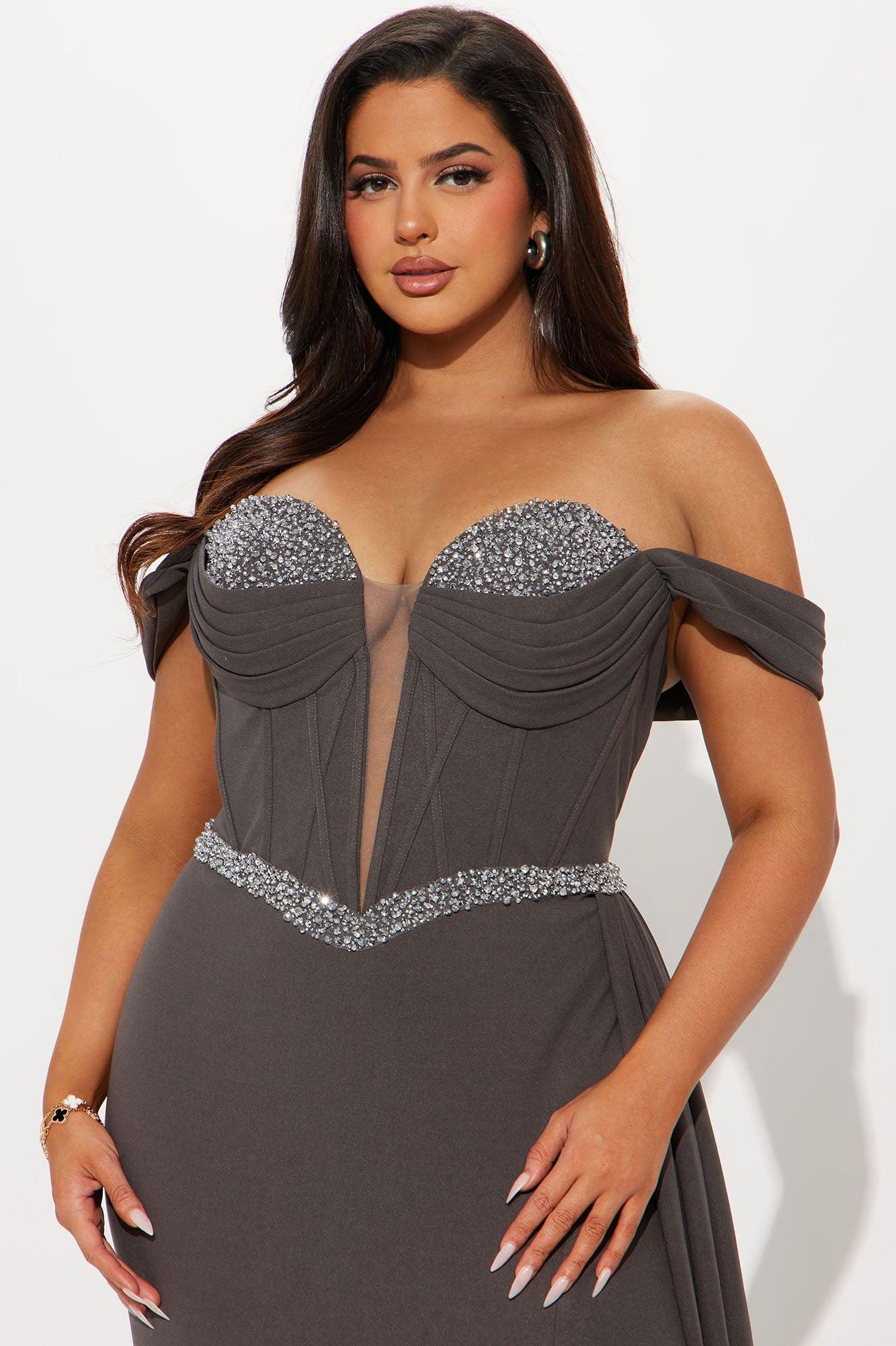 Elsa Embellished Gown - Charcoal Product Image
