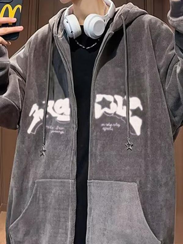 Men's Flocking Star Print Oversized Hoodie Product Image