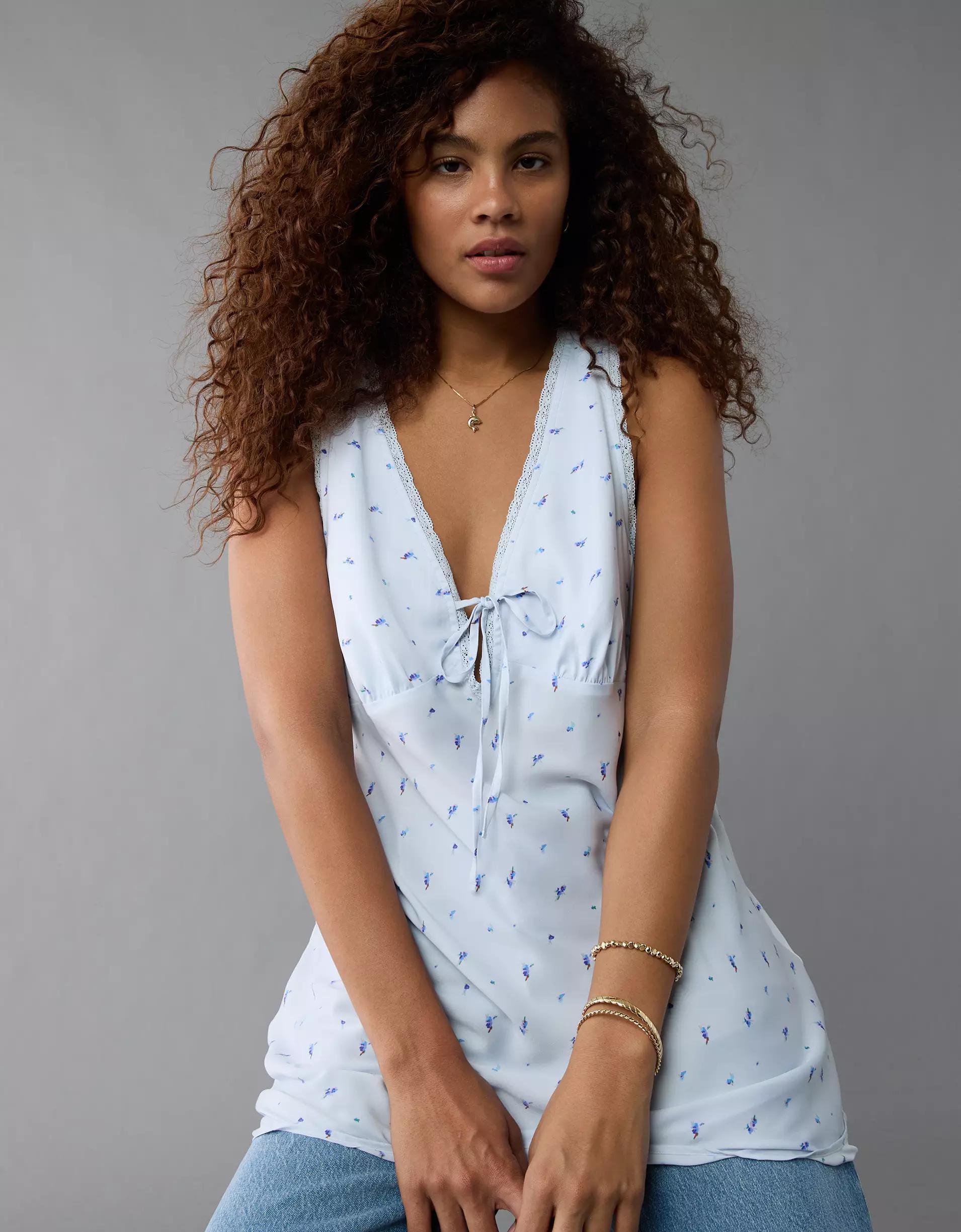 AE Tie Front Mini Slip Dress Product Image