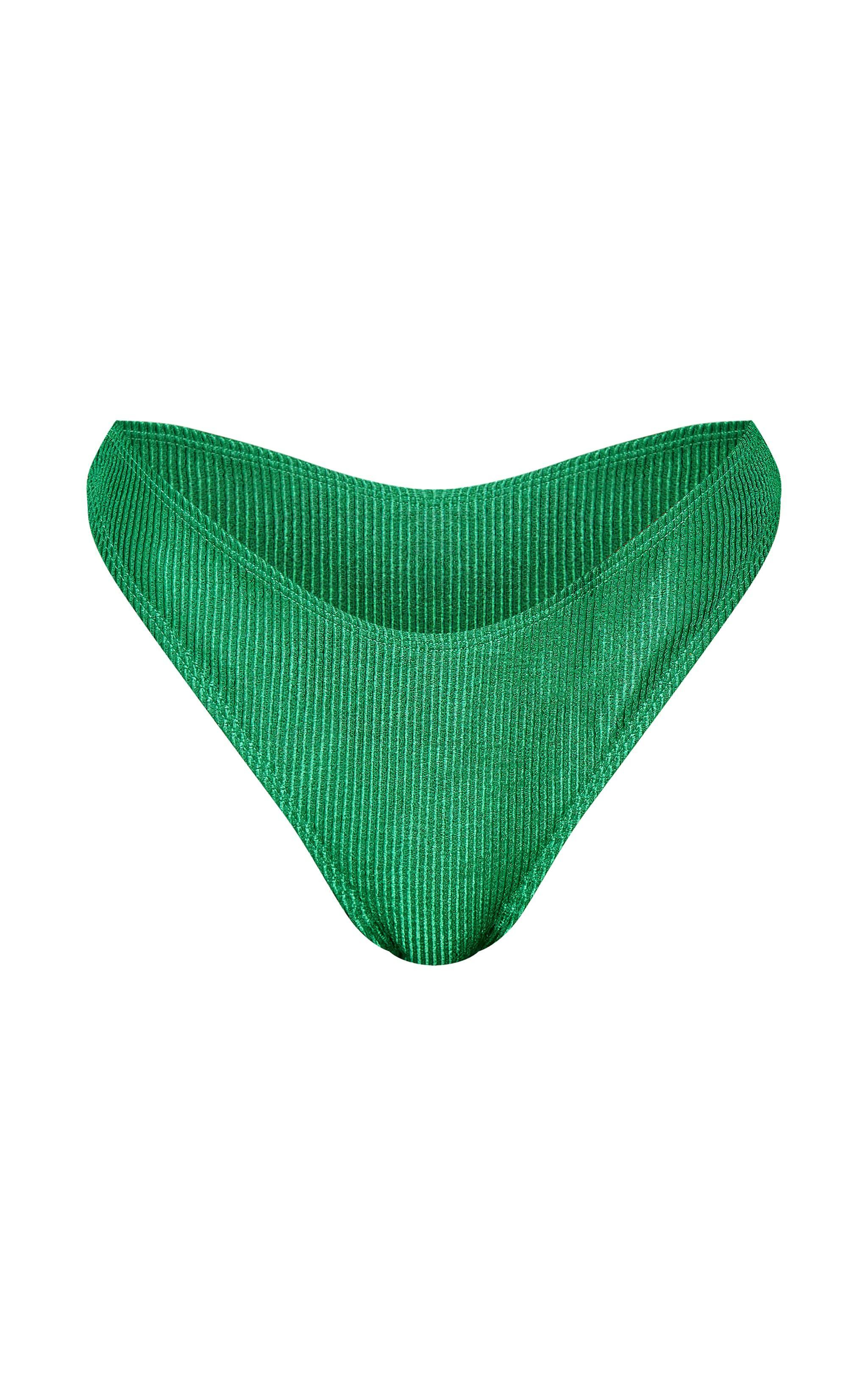 Green Metallic Crinkle High Leg Bikini Bottoms Product Image