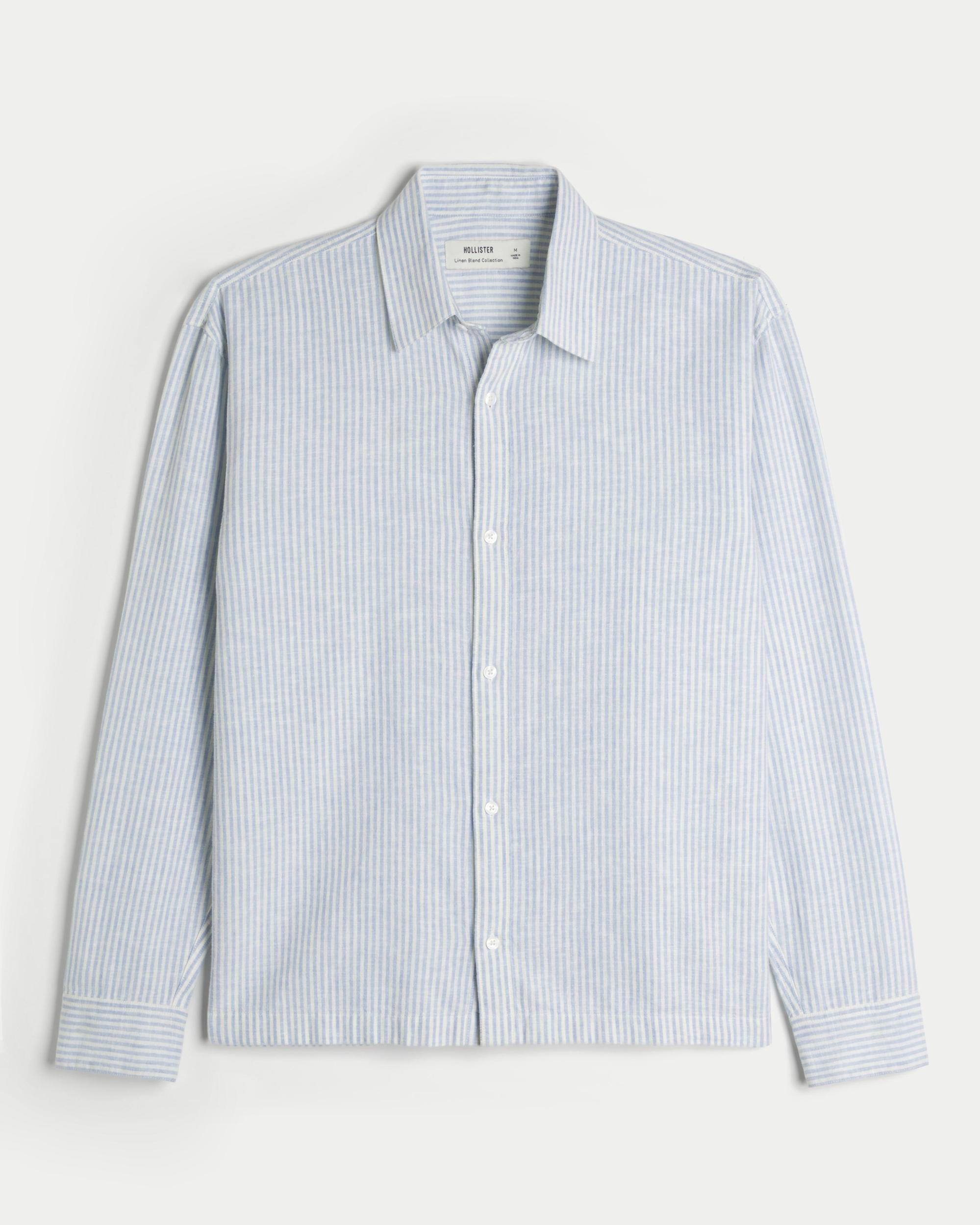 Linen-Blend Button-Through Shirt Product Image