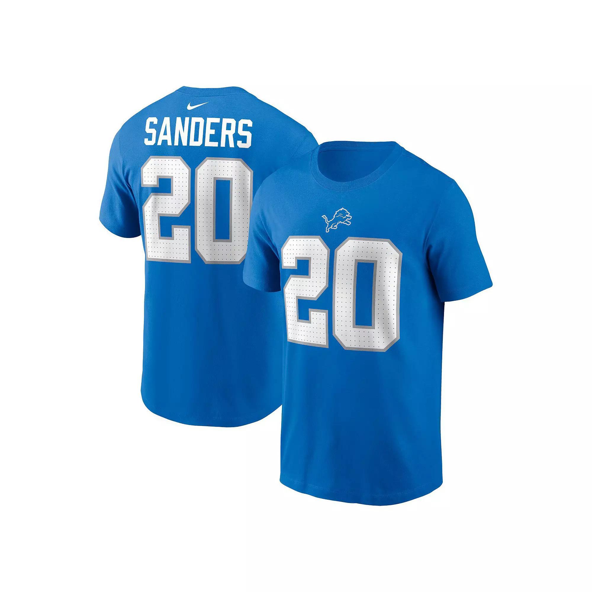 Men's Nike Barry Sanders Blue Detroit Lions Retired Player Name & Number T-Shirt,  Product Image