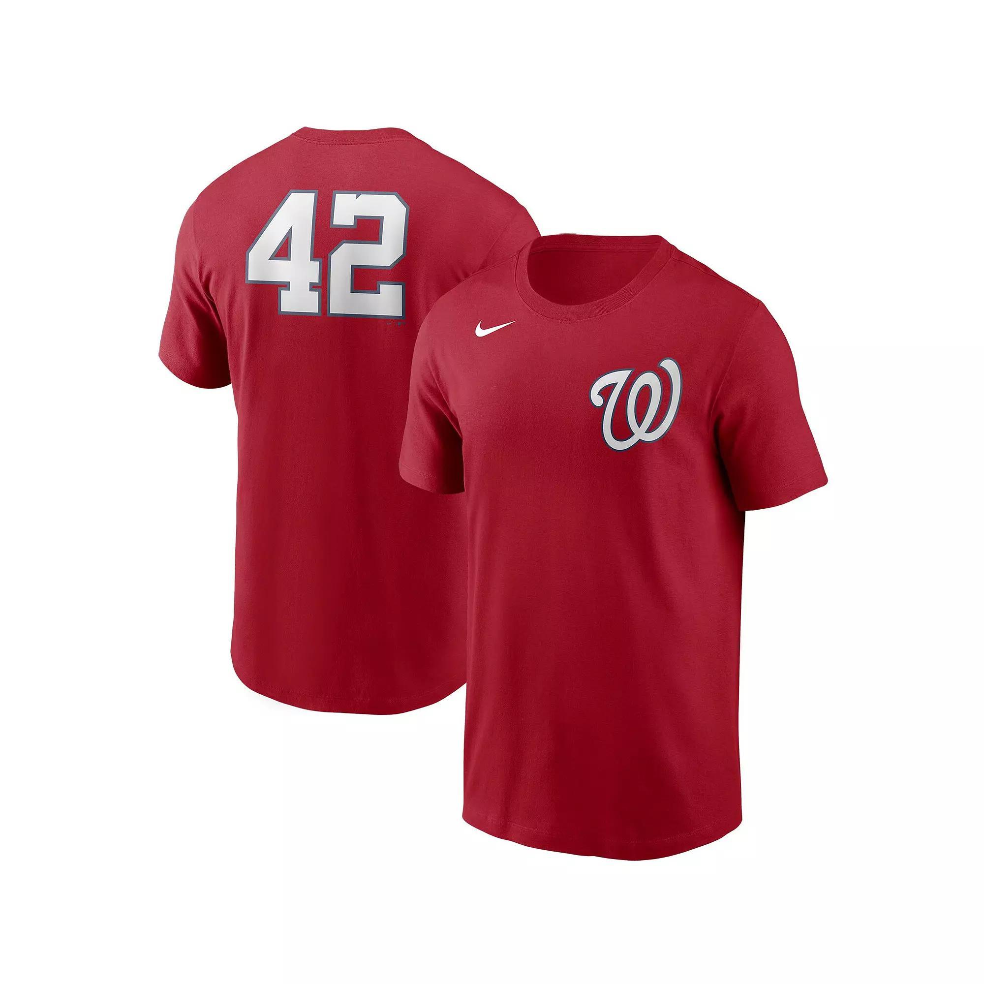 Men's Nike Red Washington Nationals Jackie Robinson Day Team 42 T-Shirt, Size: Small Product Image