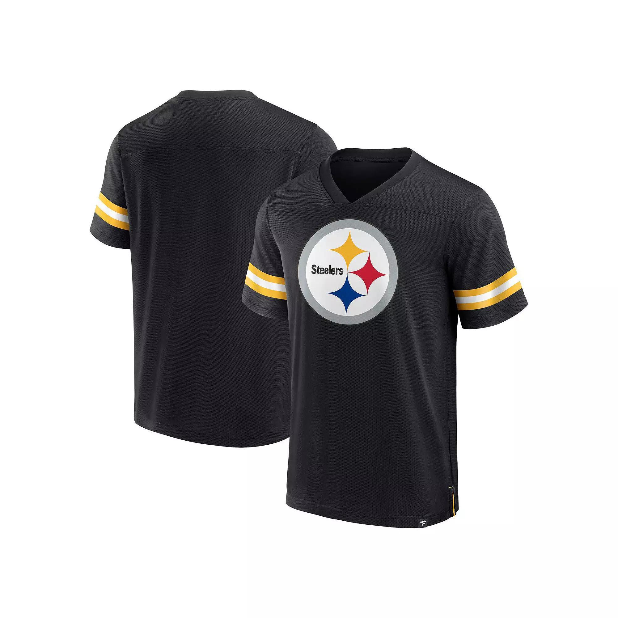 Men's Fanatics Branded  Black Pittsburgh Steelers Jersey Tackle V-Neck T-Shirt, Size: XL Product Image