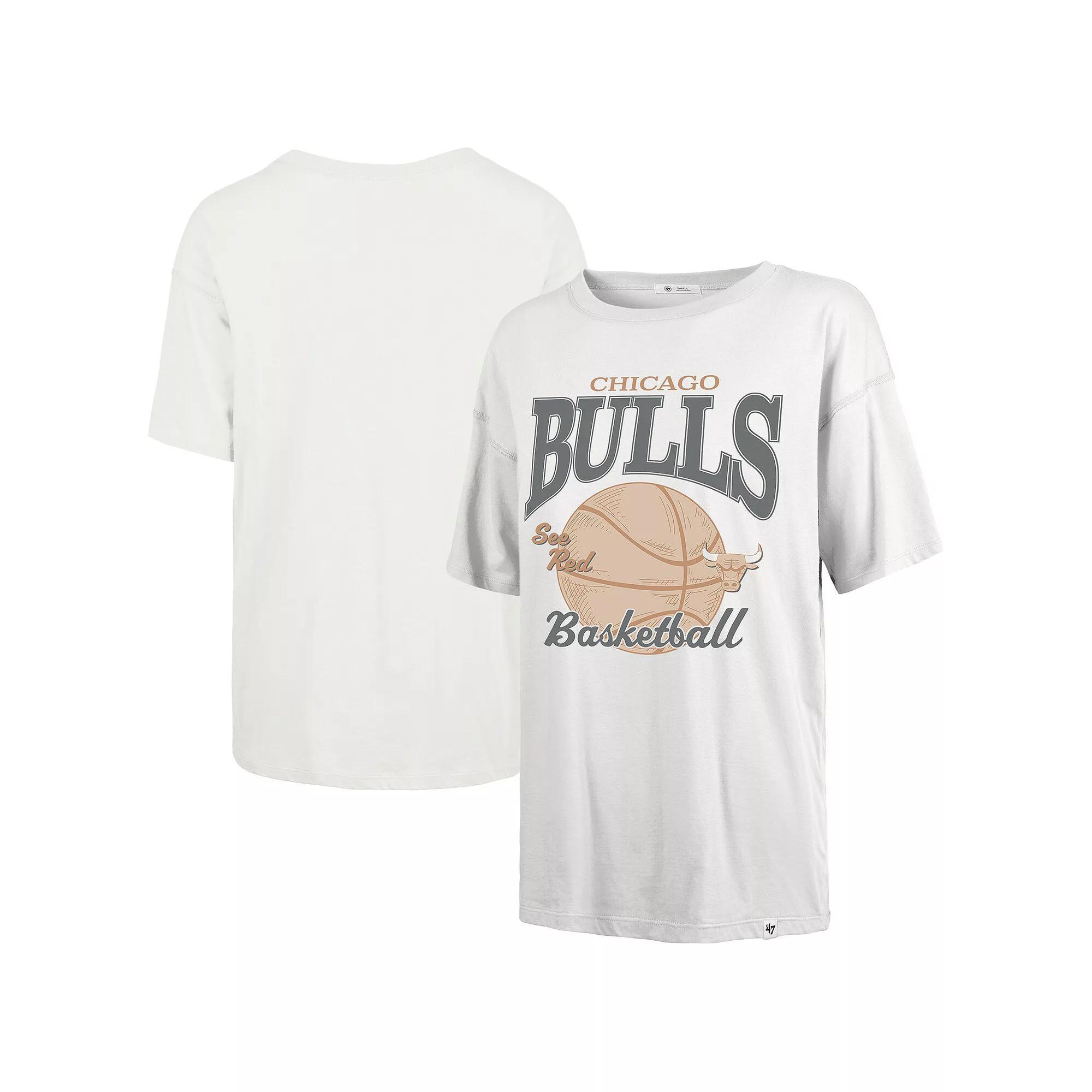 Women's '47  White Chicago Bulls City Edition Down Court Sadie T-Shirt, Size: Large Product Image