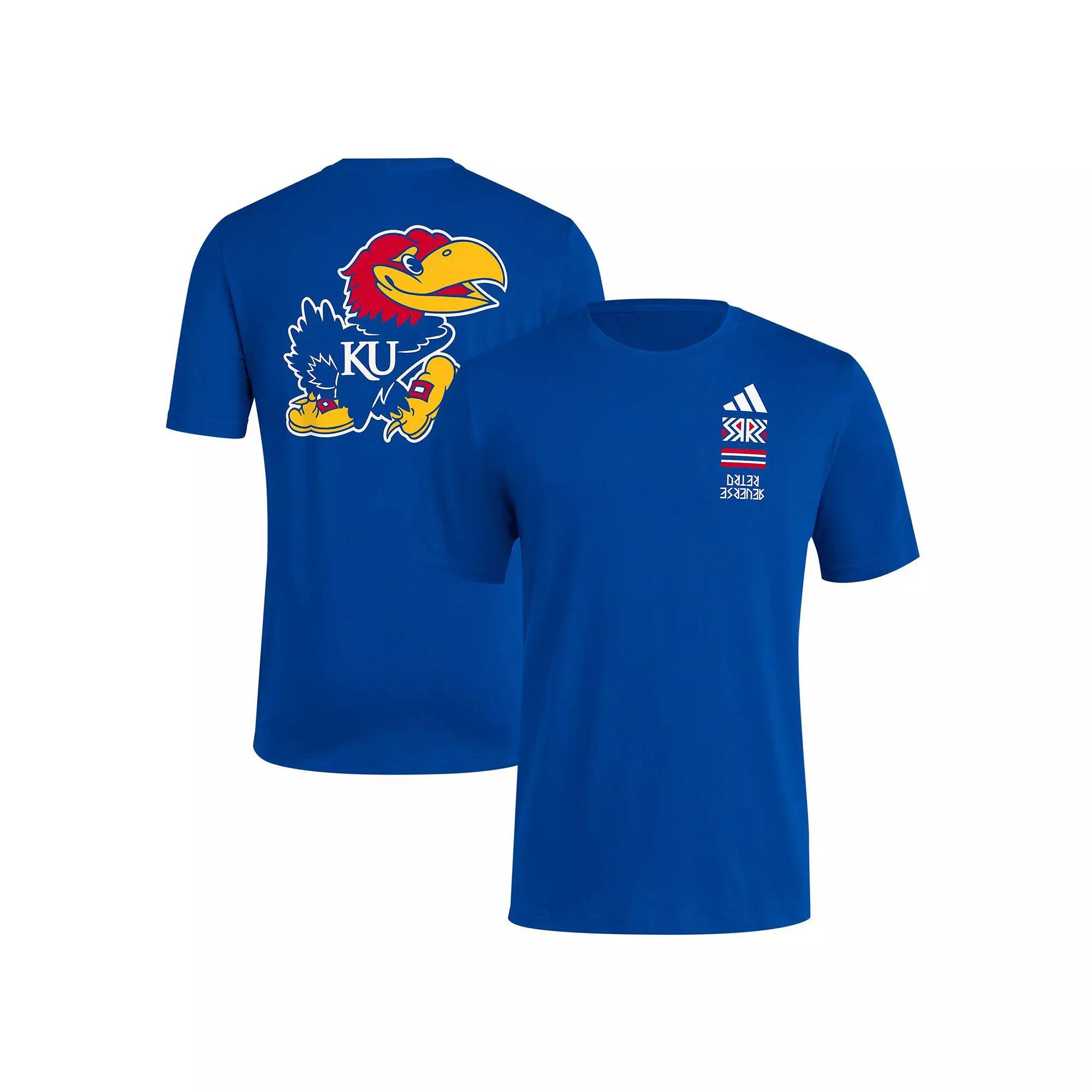 Men's adidas Royal Kansas Jayhawks Reverse Retro Baseball 2 Hit T-Shirt,  Product Image