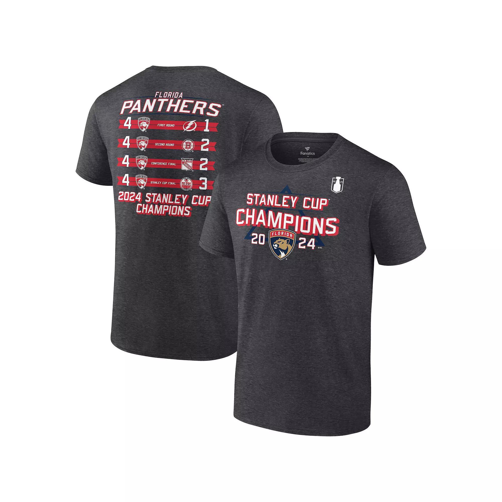 Men's Fanatics  Heather Charcoal Florida Panthers 2024 Stanley Cup Champions Schedule T-Shirt, Size: 3XL, Pnt Charco Product Image