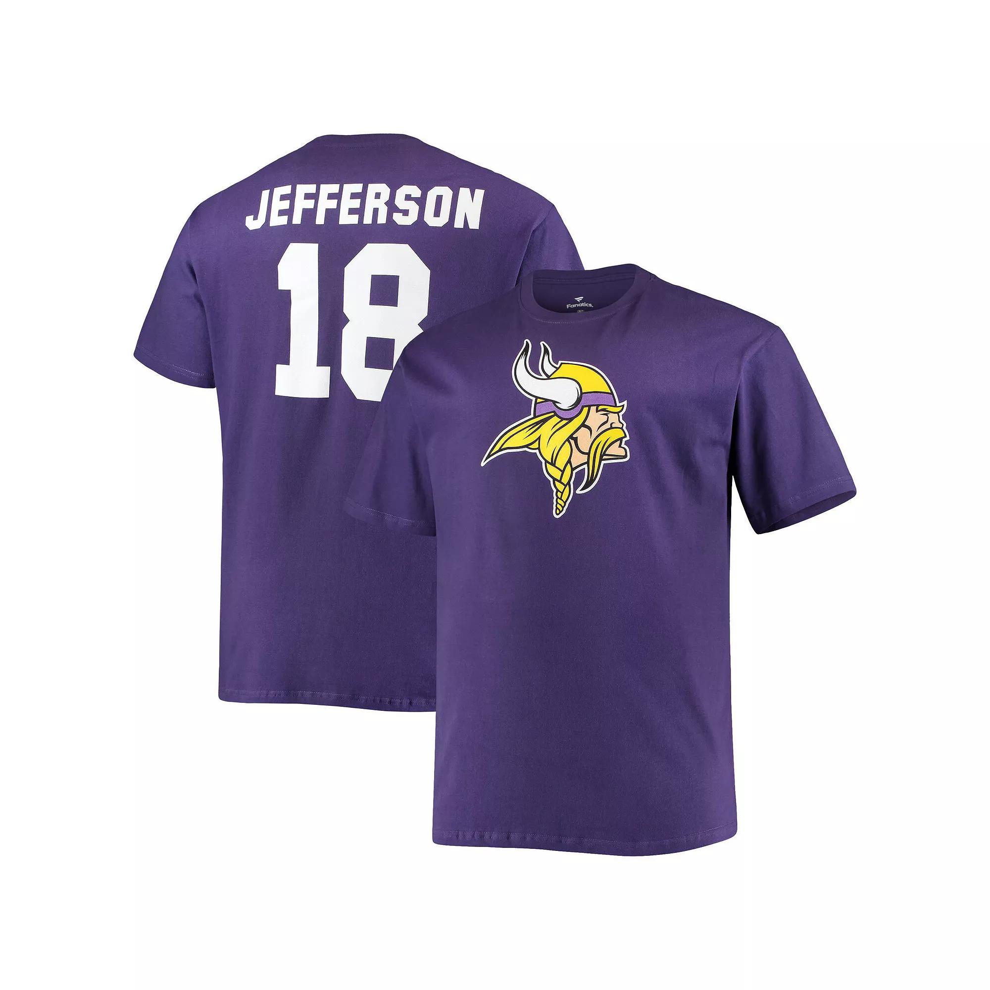 Men's Fanatics Branded Justin Jefferson Purple Minnesota Vikings Big & Tall Player Name & Number T-Shirt, Size: 3XLT Product Image