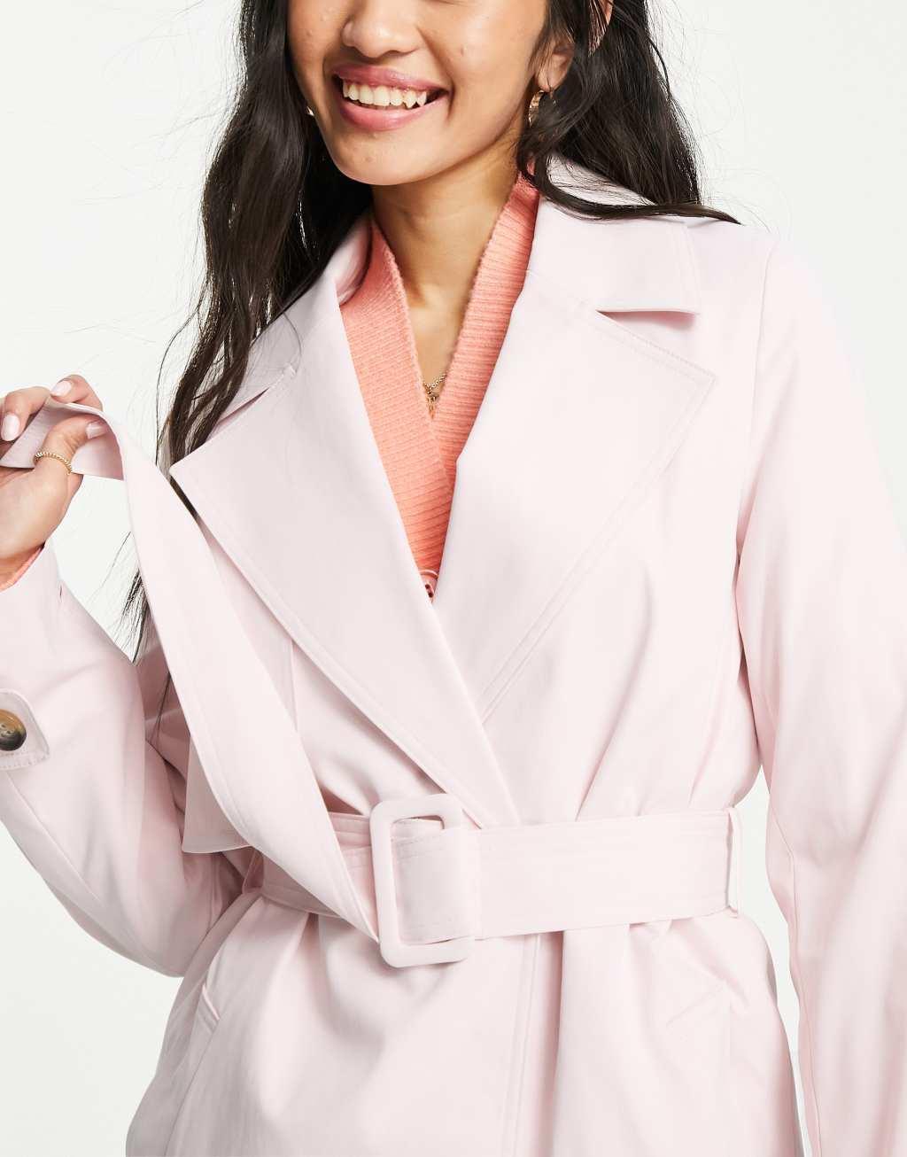 Miss Selfridge trench coat in light pink Product Image