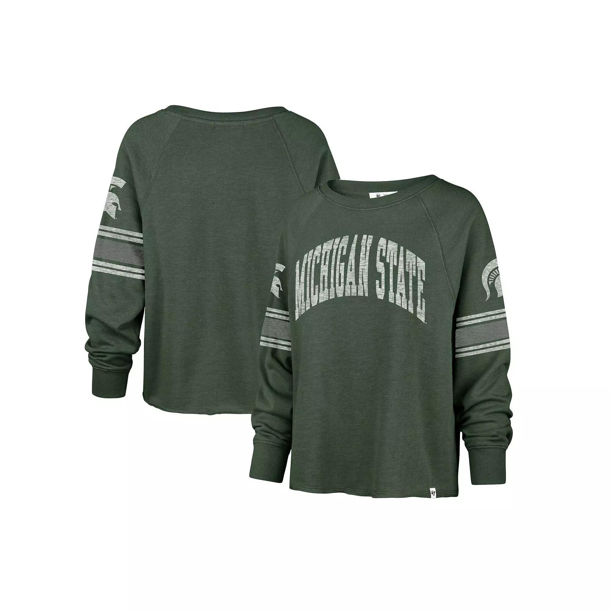 Women's '47 Green Michigan State Spartans Allie Modest Raglan Long Sleeve Cropped T-Shirt,  Product Image
