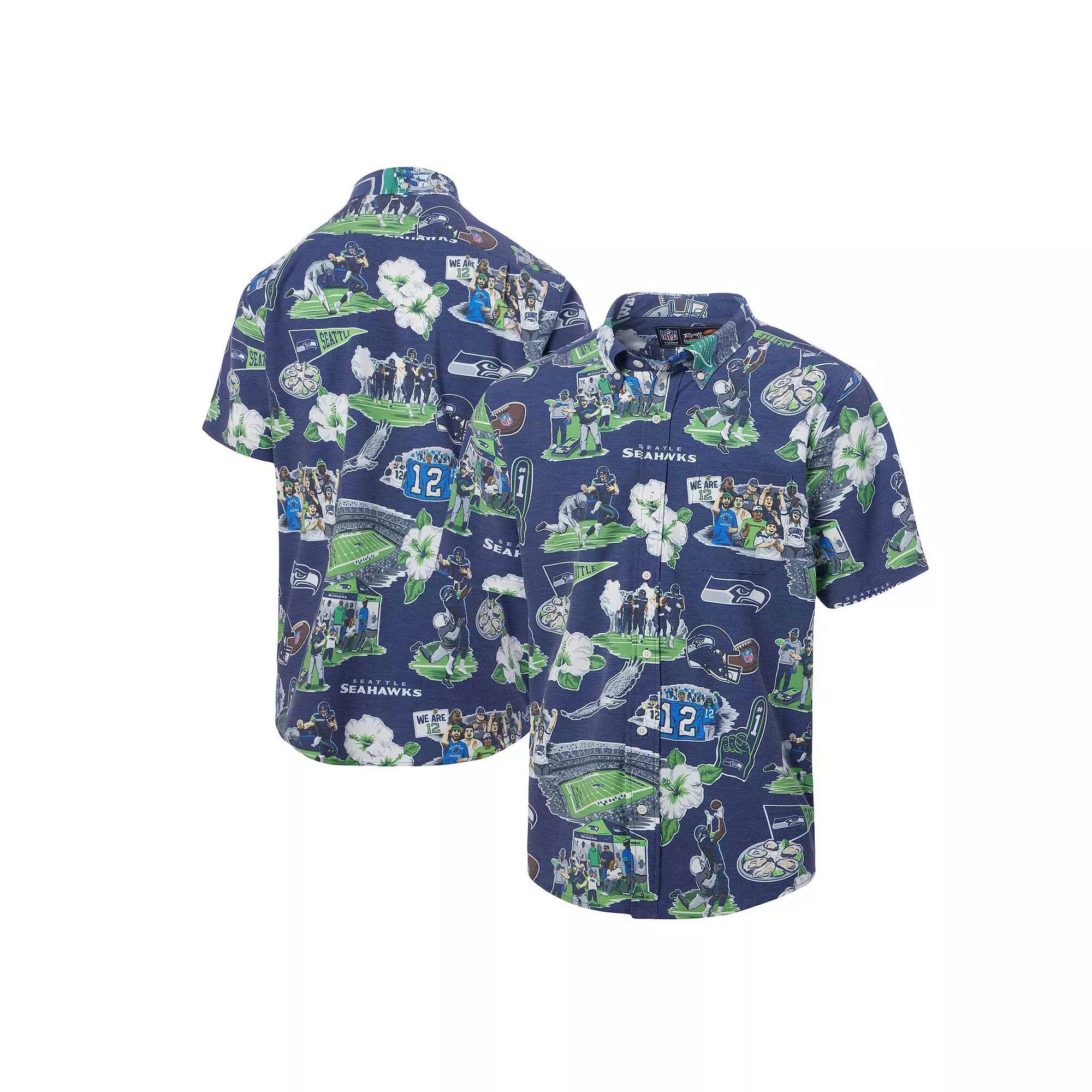Men's Reyn Spooner College Navy Seattle Seahawks Scenic Button-Down Shirt,  Product Image