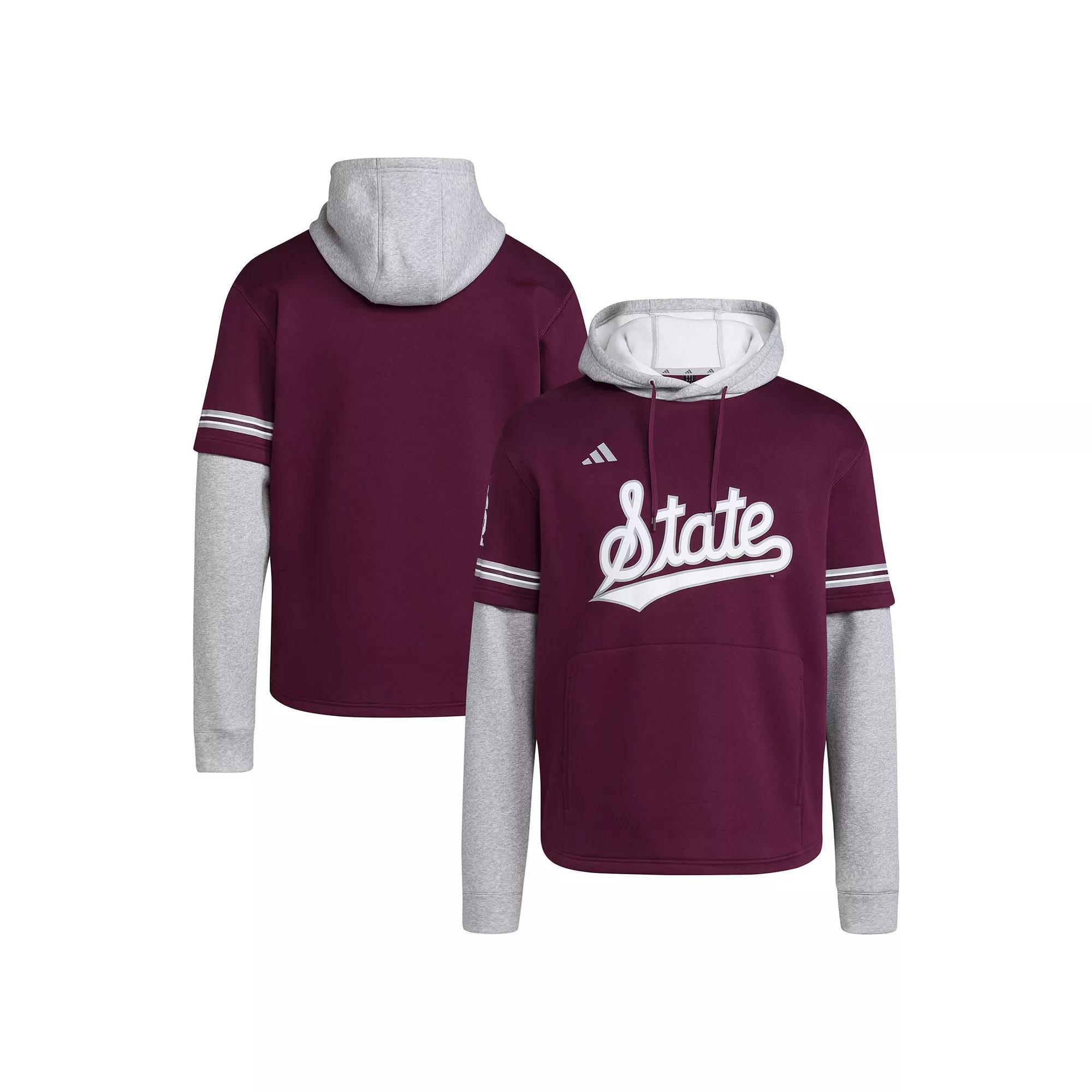Men's adidas  Maroon Mississippi State Bulldogs Pullover Baseball Jersey Hoodie, Size: 3XL, Mst Red Product Image