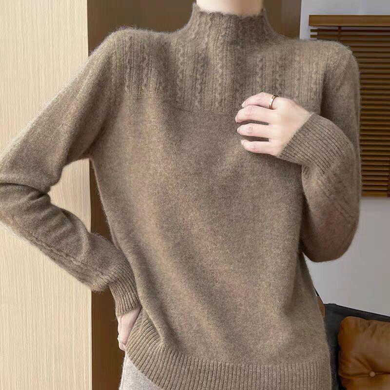 Mock Neck Plain Sweater Product Image