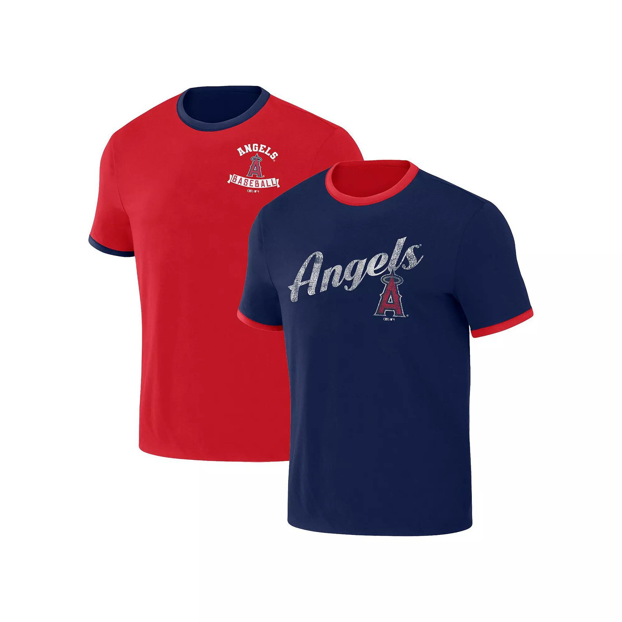 Men's Darius Rucker Collection by Fanatics Red/Navy Los Angeles Angels Two-Way Ringer Reversible T-Shirt, Size: 2XL Product Image