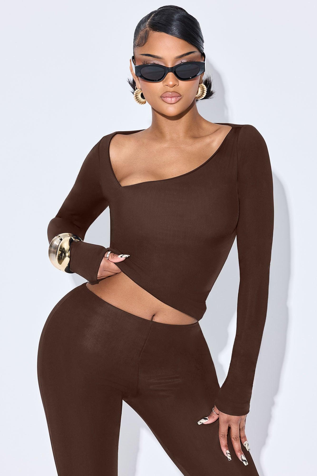 Darcie Double Lined Capri Pant Set - Chocolate Product Image