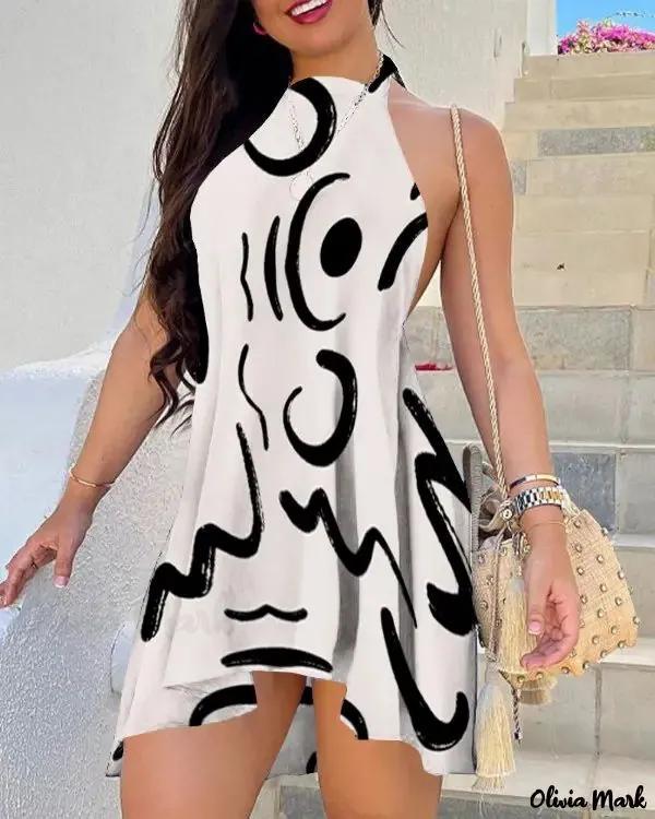 Olivia Mark – Abstract Patterned Backless A-Line Dress Product Image