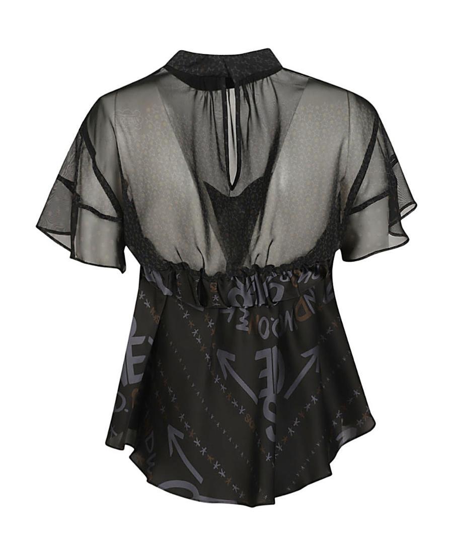 SACAI Short-sleeved Blouse In Black Product Image