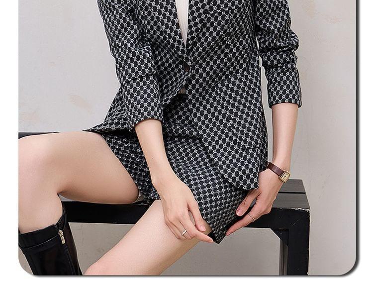 Notch Lapel Patterned Single Breasted Blazer / High Waist Dress Shorts / Set Product Image