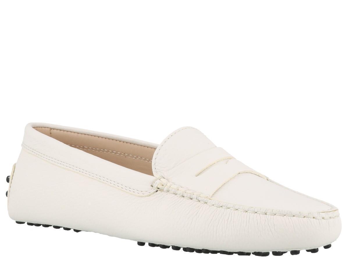 TOD'S Gommino Leather Loafers In White Product Image