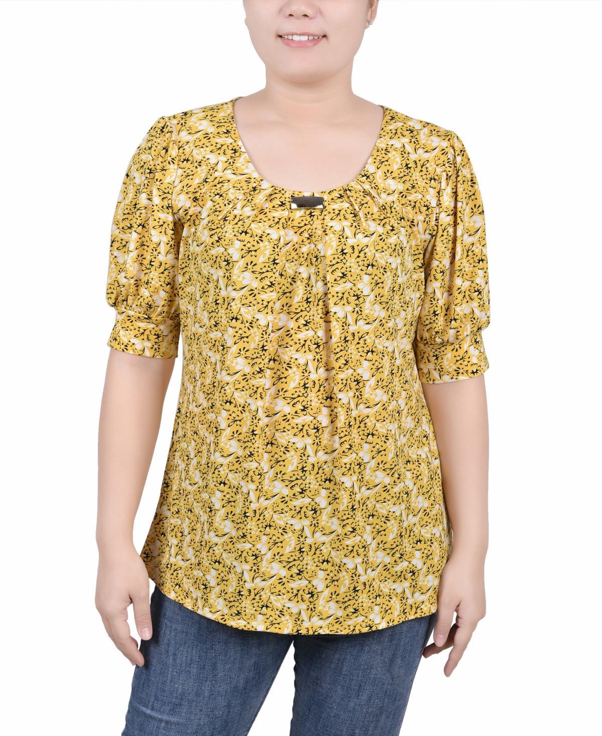 Petite Printed Balloon Sleeve Top Product Image