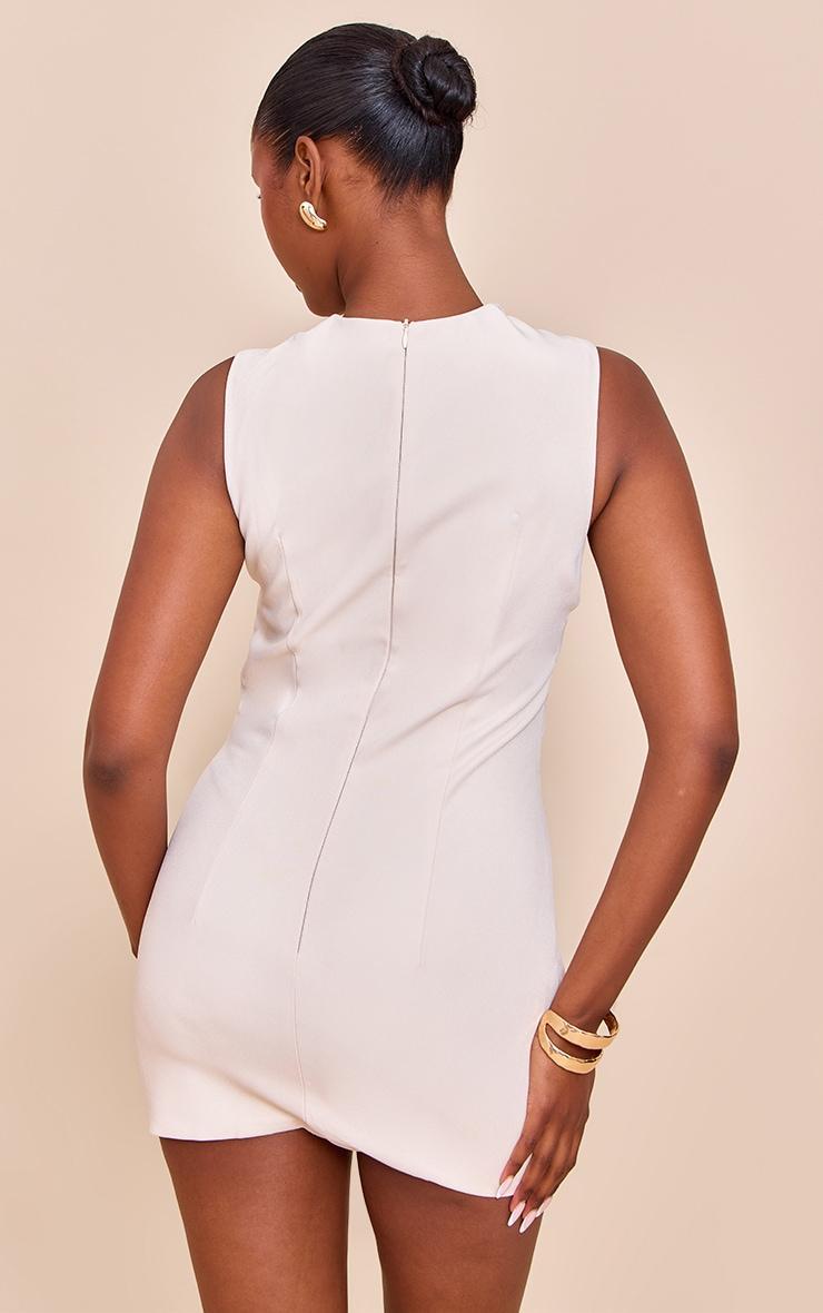 Almond Woven Collarless Mini Dress Product Image