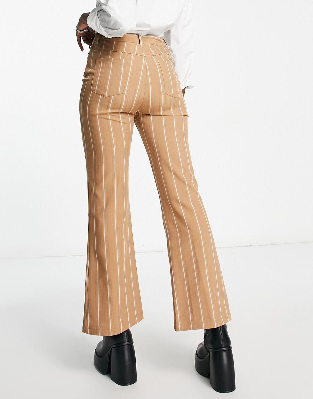 Reclaimed Vintage stripe bengaline flare pants-Neutral Product Image