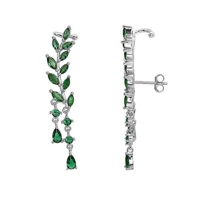 Sterling Silver Cubic Zirconia Leaves Drop Earrings, Women's Product Image
