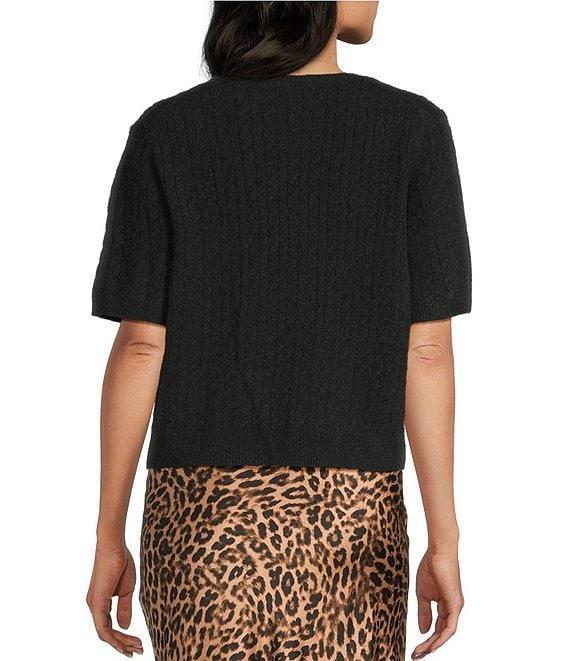 Things Between Cable Knit Button Front Short Sleeve Cardigan Product Image