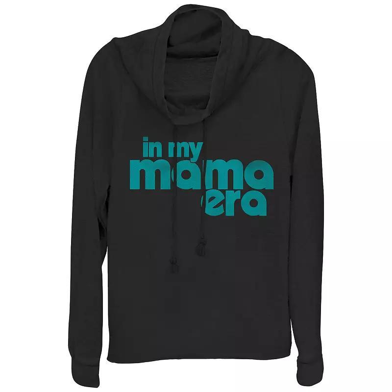 Women's In My Mama Era Cowlneck Graphic Lightweight Long Sleeve, Size: XL, Black Product Image