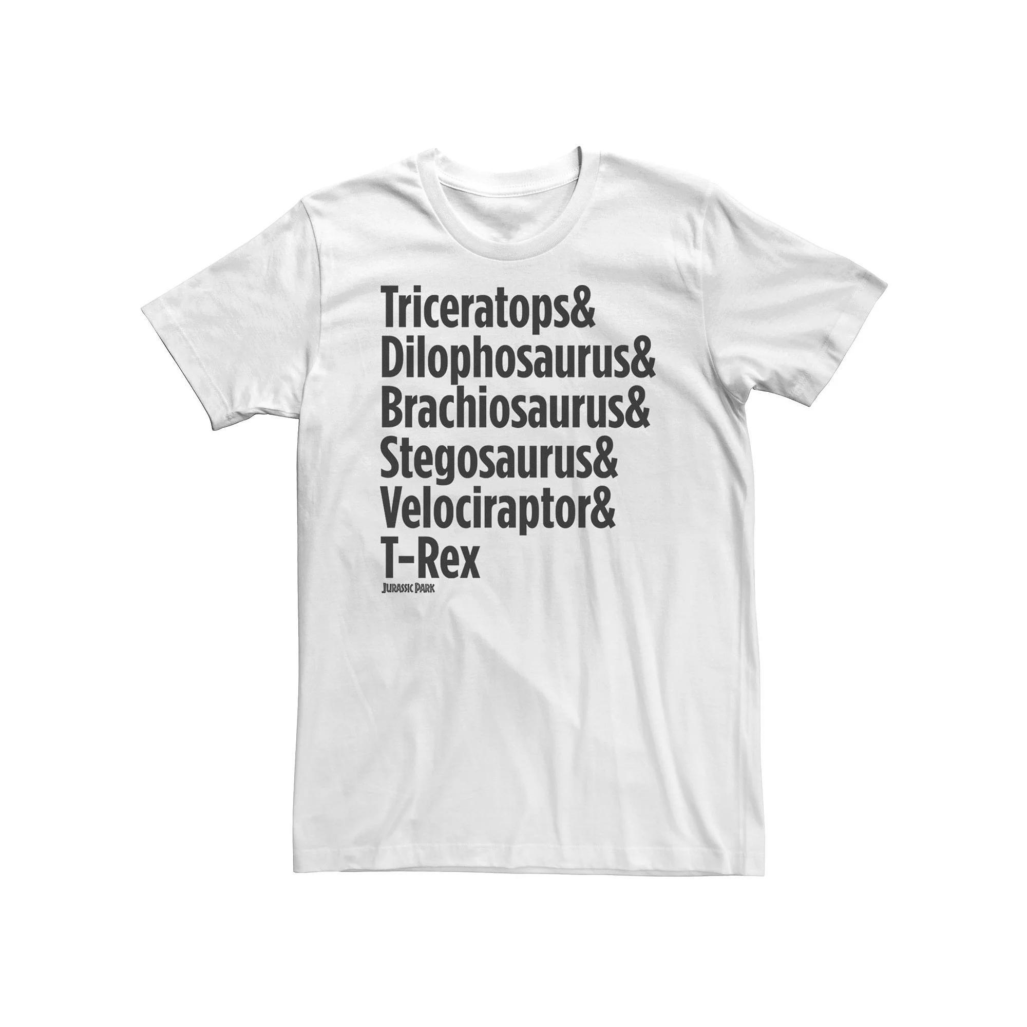 Big & Tall Jurassic Park Dinosaur Names Graphic Tee, Men's, Size: 4XLT, White Product Image
