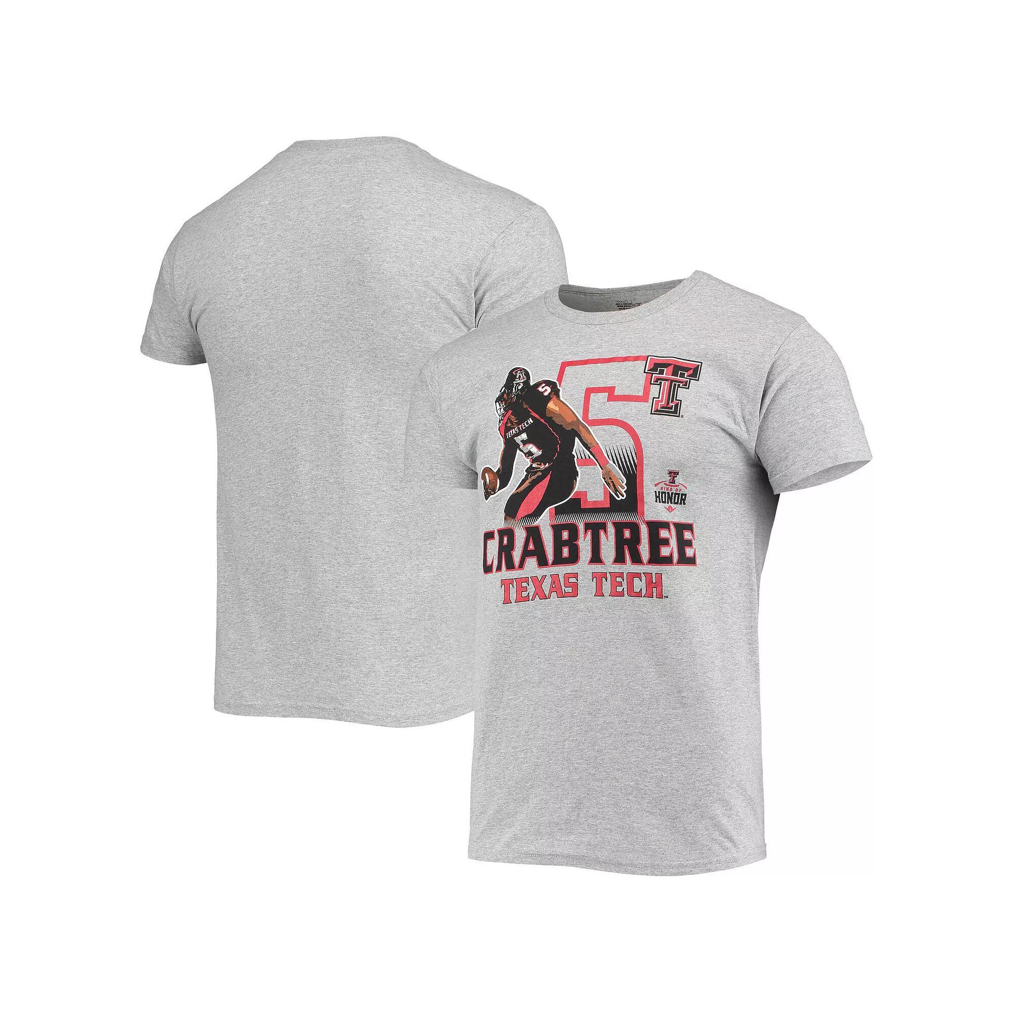 Men's Original Retro Brand Michael Crabtree Heathered Gray Texas Tech Red Raiders Ring of Honor T-Shirt,  Product Image