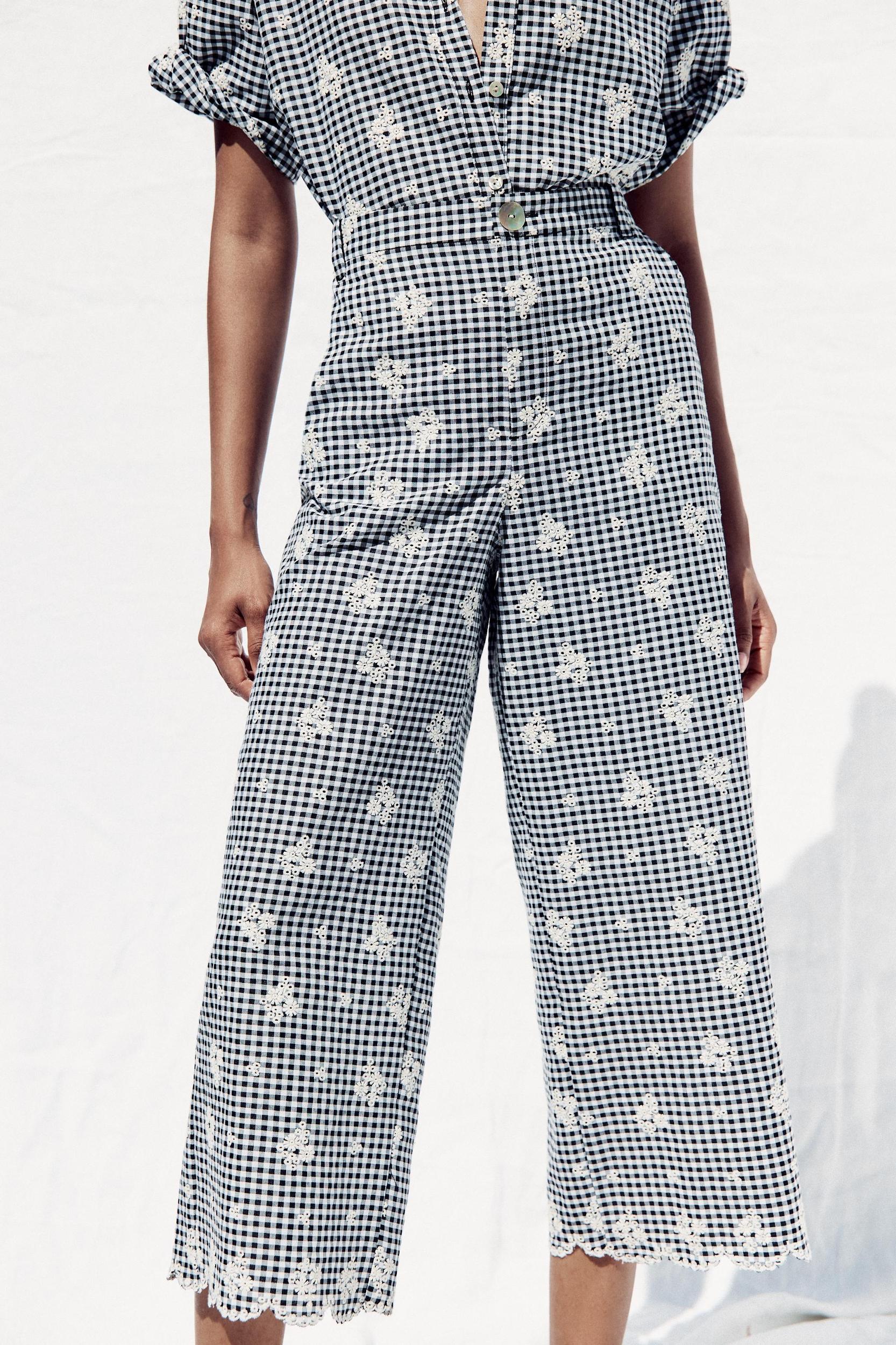 GINGHAM CULOTTES WITH EMBROIDERY Product Image