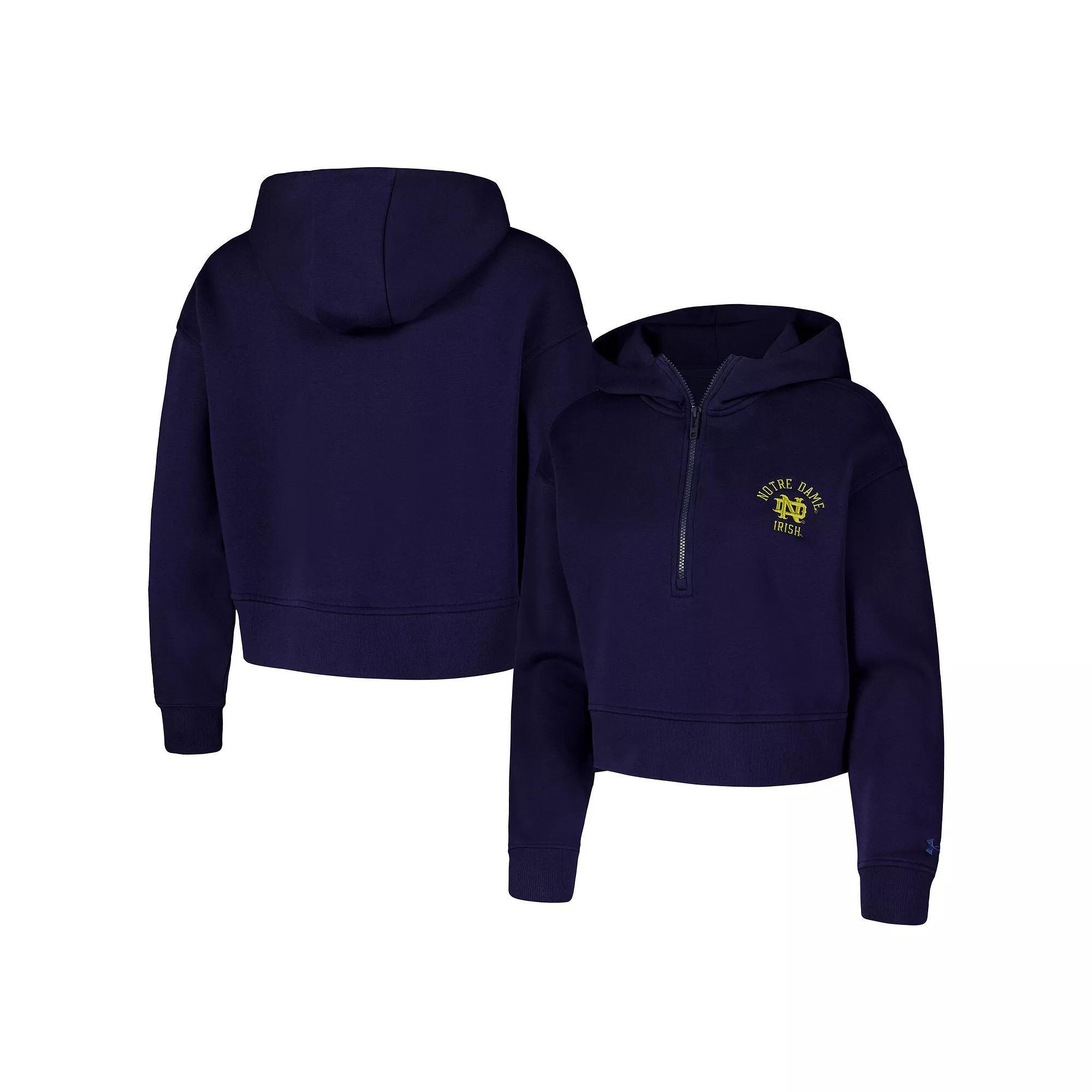Women's Under Armour Navy Notre Dame Fighting Irish Inline Modest Cropped Half-Zip Hoodie, Size: 2XL, Blue Product Image